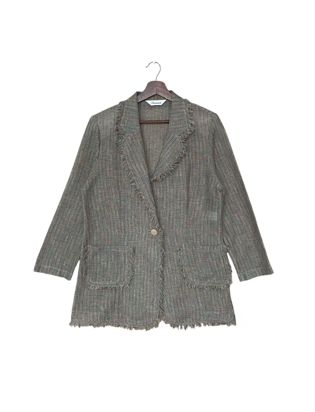Japanese Brand Vintage Japanese Brand Bonsaune Wool Linen Silk Blazer 1990s Size 4XL / US 24-26 - 1 Thumbnail