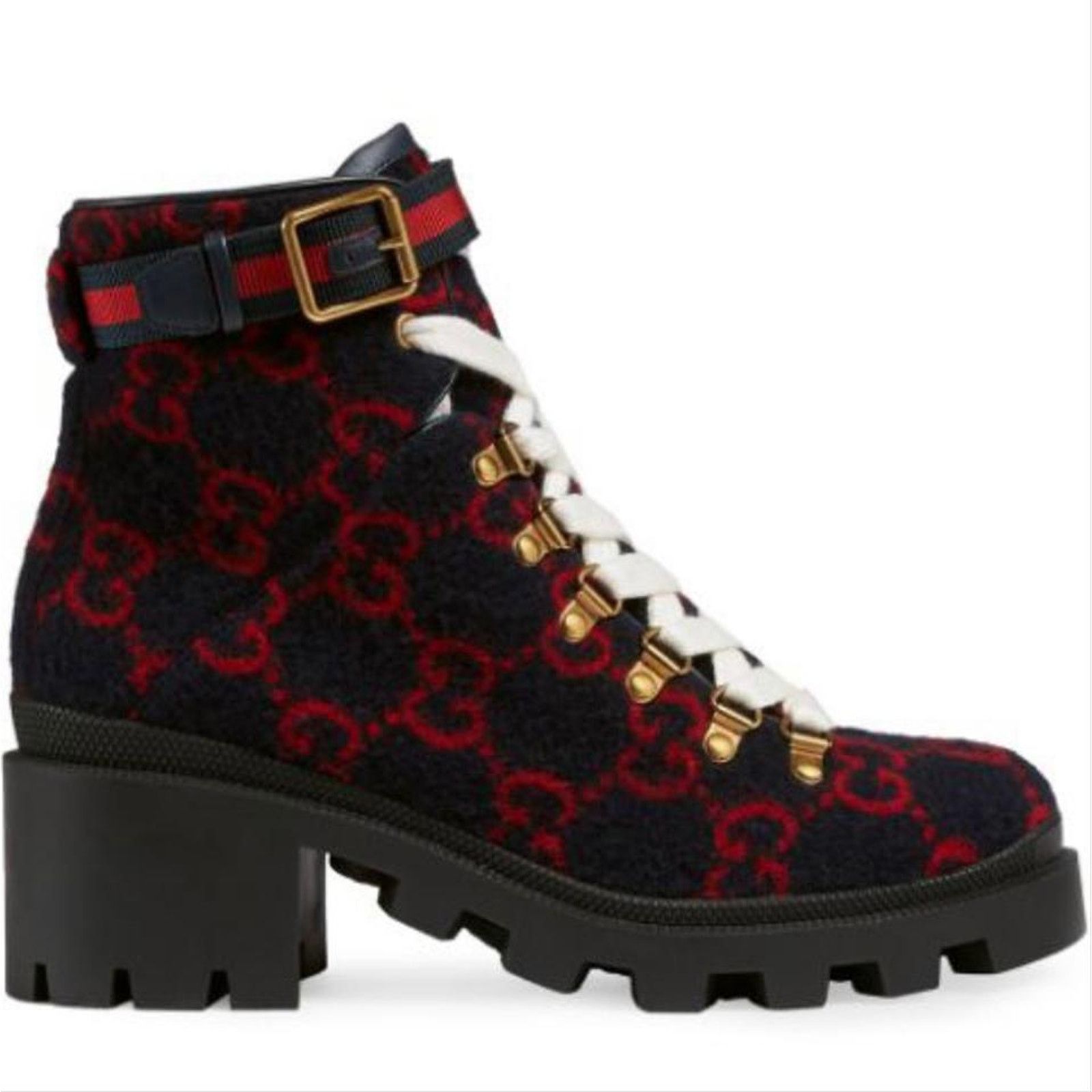 Gucci Trip GG logo wool ankle boots Size US 5 / IT 35 - 1 Thumbnail
