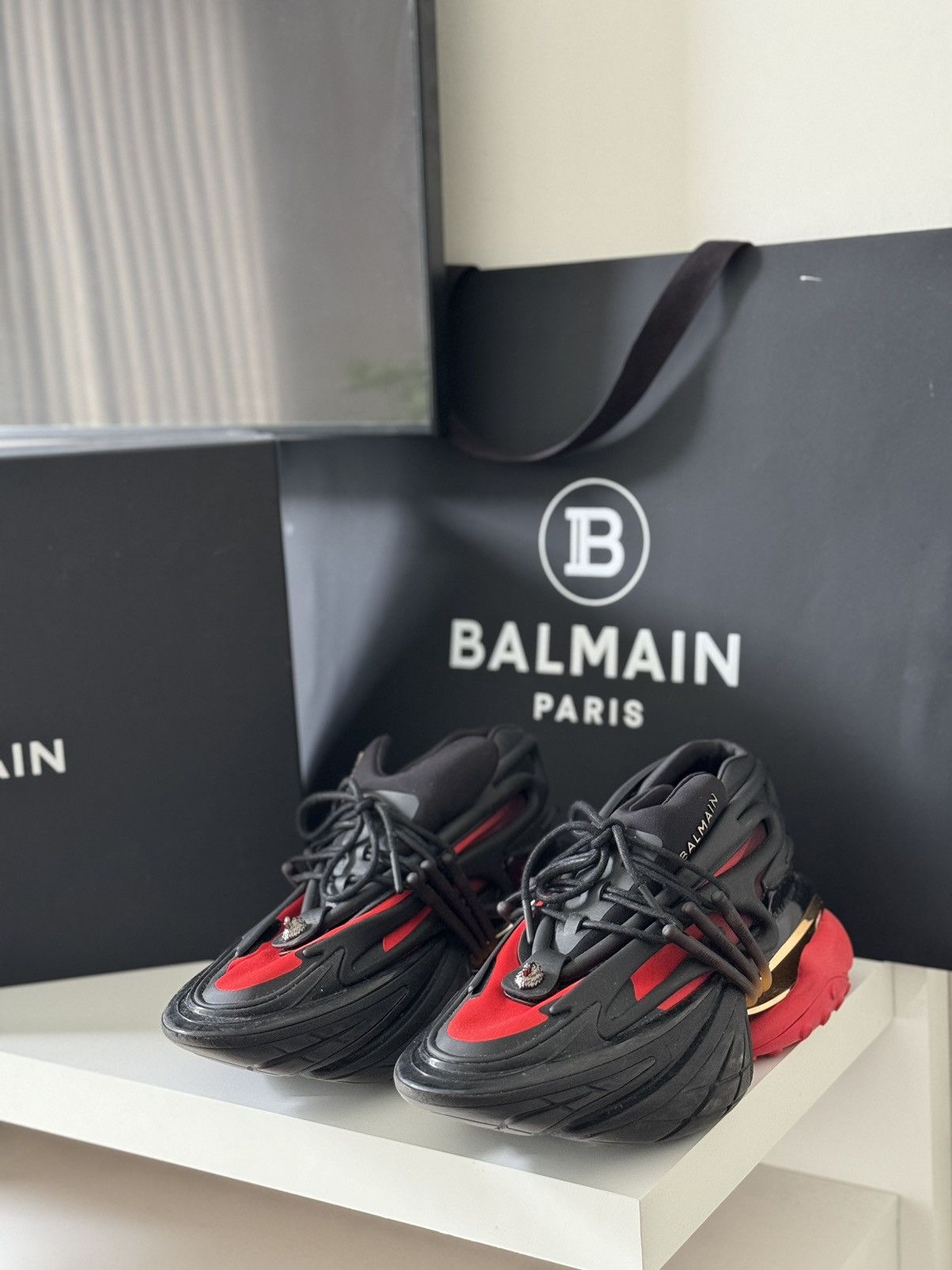 Balmain Unicorn low-top trainers in neoprene and calfskin Size US 9 / EU 42 - 3 Thumbnail
