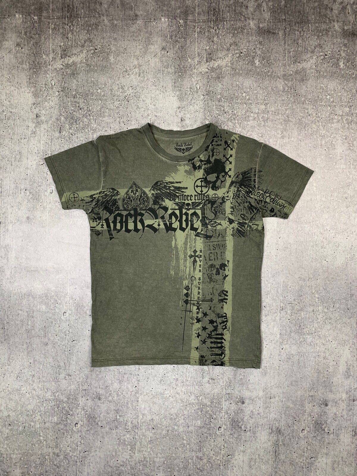 Pre-owned Affliction X Band Tees Y2k Affliction Style Rock Rebel Aop Band Tee In Multicolor