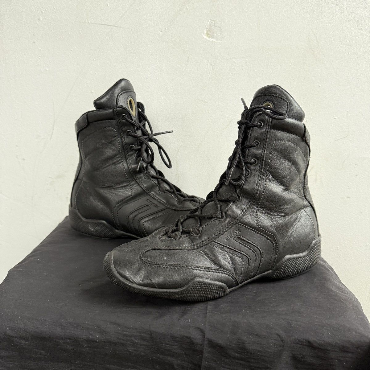 Other Vintage Geox Lace Up High Leather Sneakers Moto Racing Size US 9 / IT 39 - 3 Thumbnail