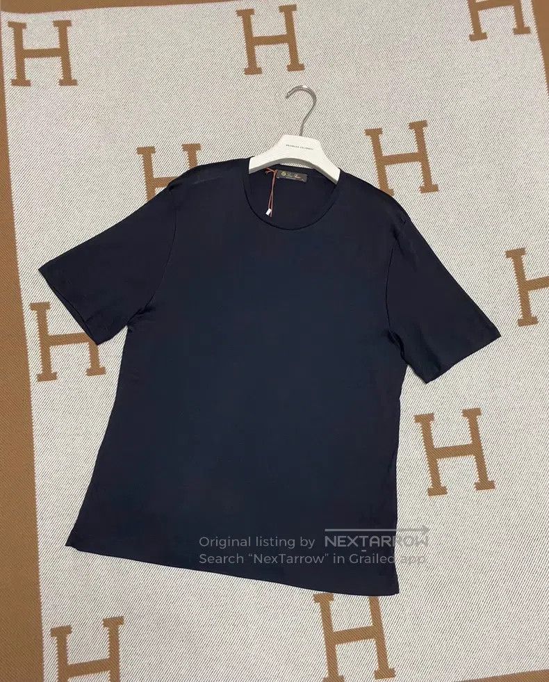Loro Piana LORO PIANA Silk Cotton Short Sleeve T-Shirt Size US XL / EU 56 / 4 - 5 Thumbnail