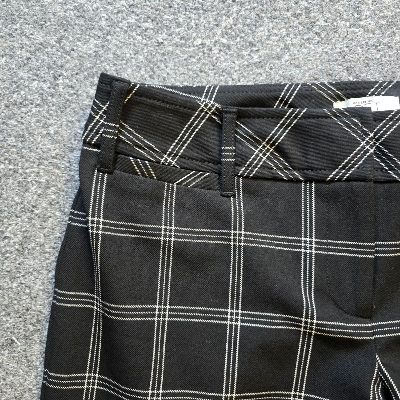 Loft LOFT Pants Women Size 8 Petite Black Windowpane Plaid Marisa Straight Leg Office Dress Pants Womens Regular 29 Inseam Flat Front Polyester Blend Size 30" / US 8 / IT 44 - 3 Thumbnail