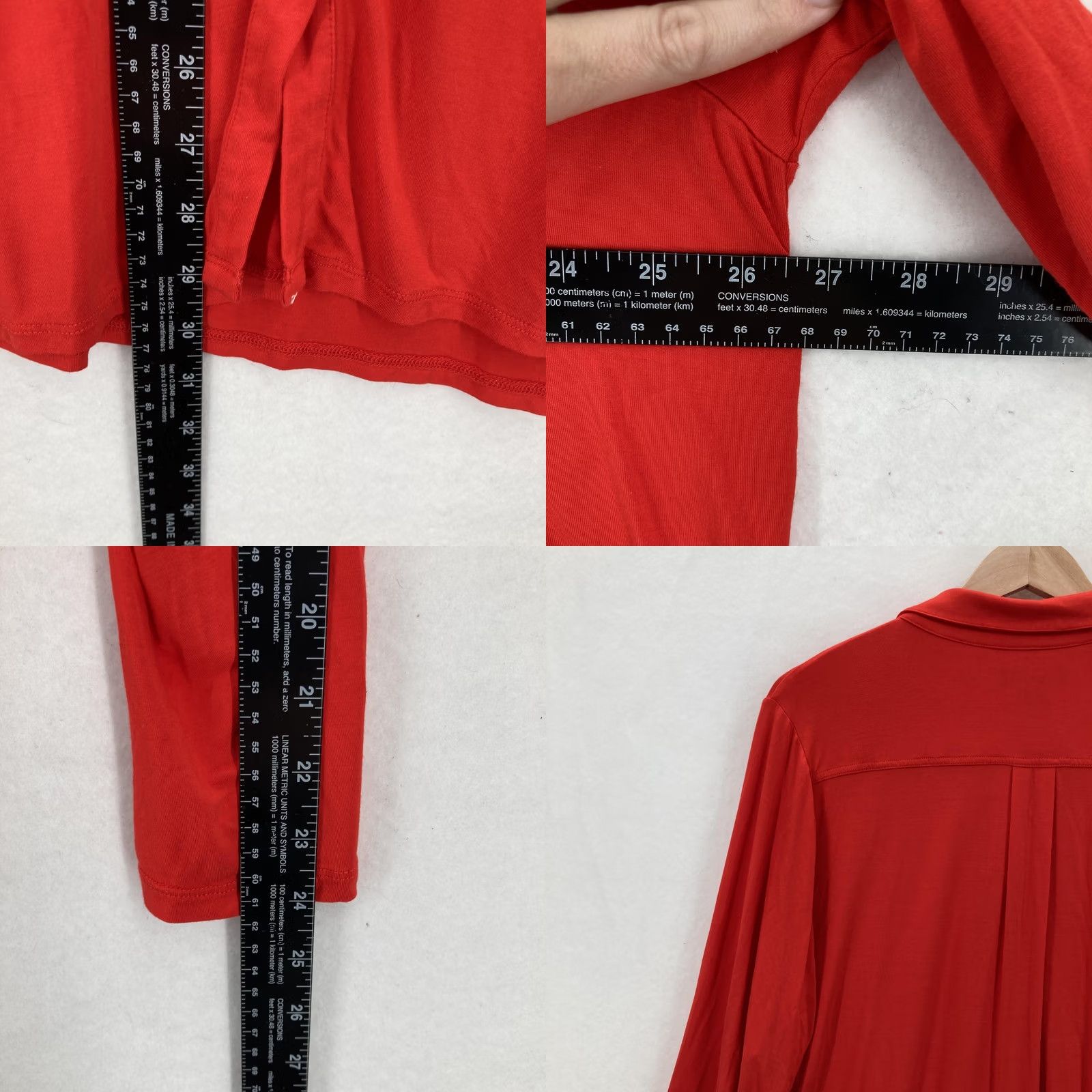 Lands' End Lands' End Shirt Womens 2X Red Button Front Long Sleeve Chest Pockets Lagenlook Size XXL / US 16-18 / IT 52-54 - 8 Thumbnail