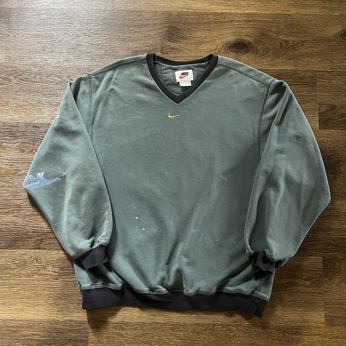 Nike × Vintage 90s Nike Center Swoosh Crew Neck Size US M / EU 48-50 / 2 - 1 Thumbnail
