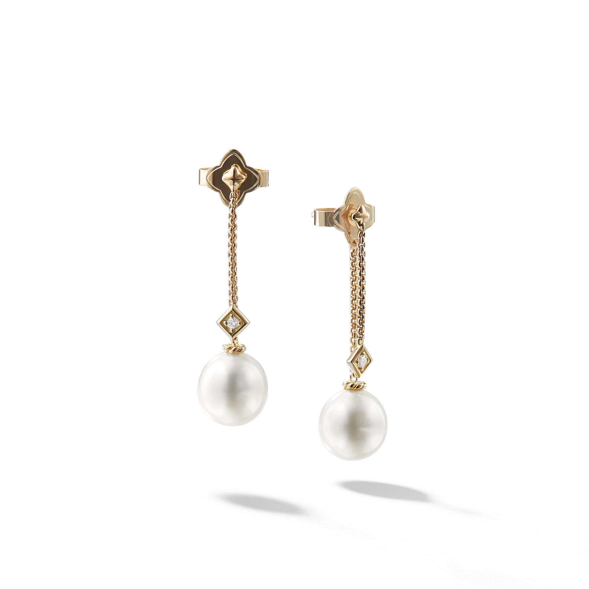 David Yurman o1w1db10325 Earrings in 18K Gold with Pearls and Diamonds Size ONE SIZE - 1 Thumbnail