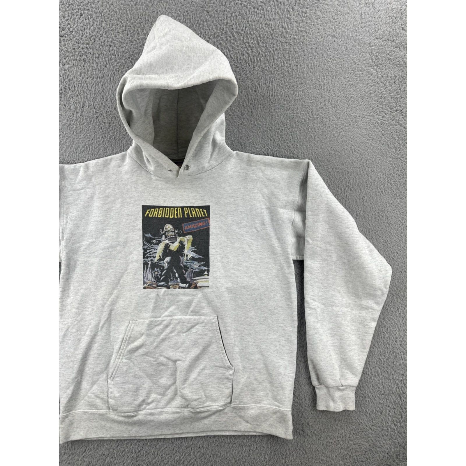 Hanes VINTAGE Hanes Ultimata Cotton Hoodie Gray M Men Graphic Print Forbidden Planet Movie Pullover Heavyweight Long Sleeve Drawstring Adult Medium Size US M / EU 48-50 / 2 - 2 Thumbnail