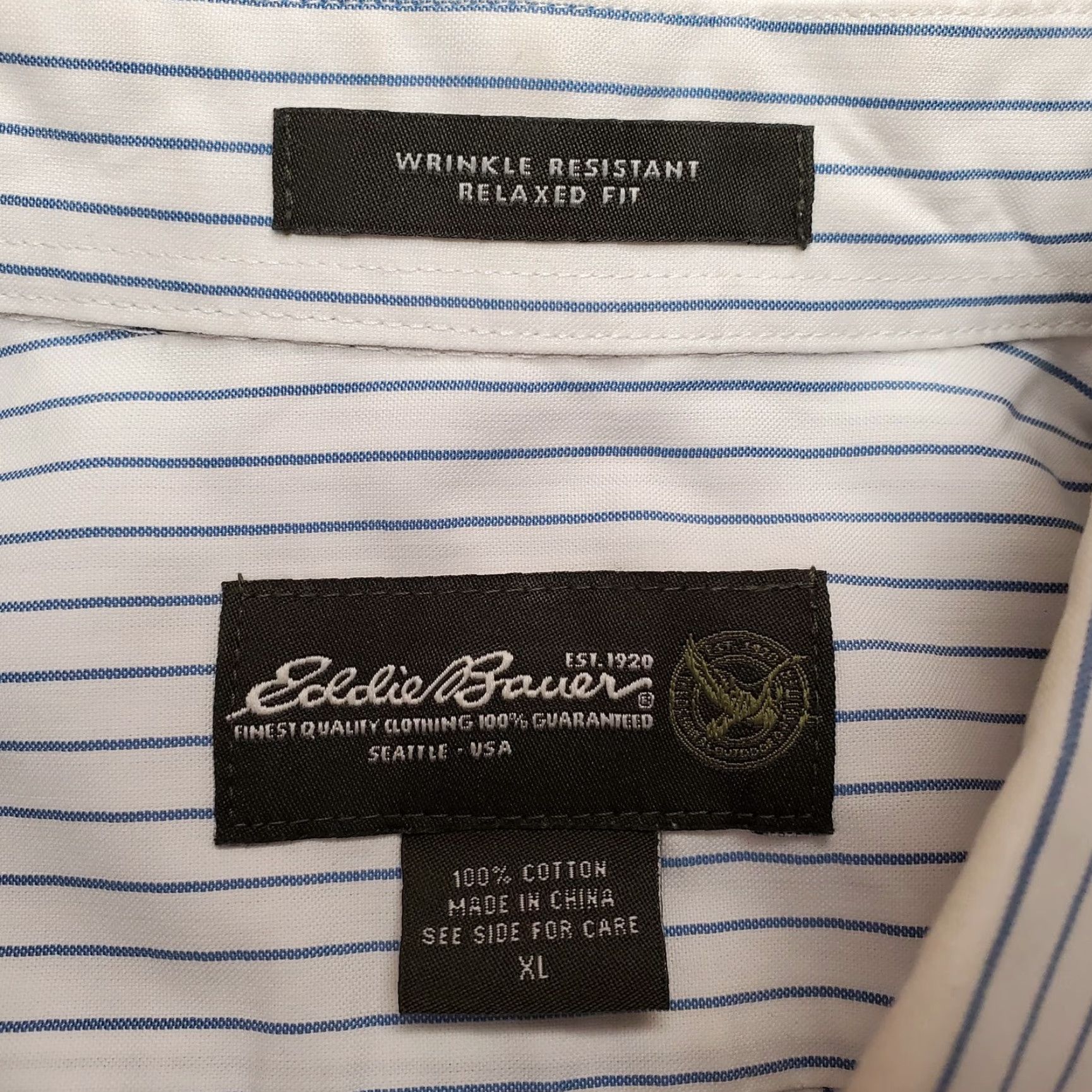 Eddie Bauer Eddie Bauer Shirt Mens XL White Blue Stripe Relaxed Long Sleeve Cotton Button-Down Size US XL / EU 56 / 4 - 5 Thumbnail