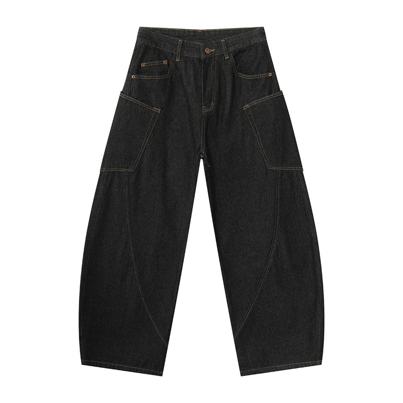 Japanese Brand Black Baggy Wide Leg Denim Jeans, Men's Loose Fit Jeans Size US 30 / EU 46 - 7 Thumbnail
