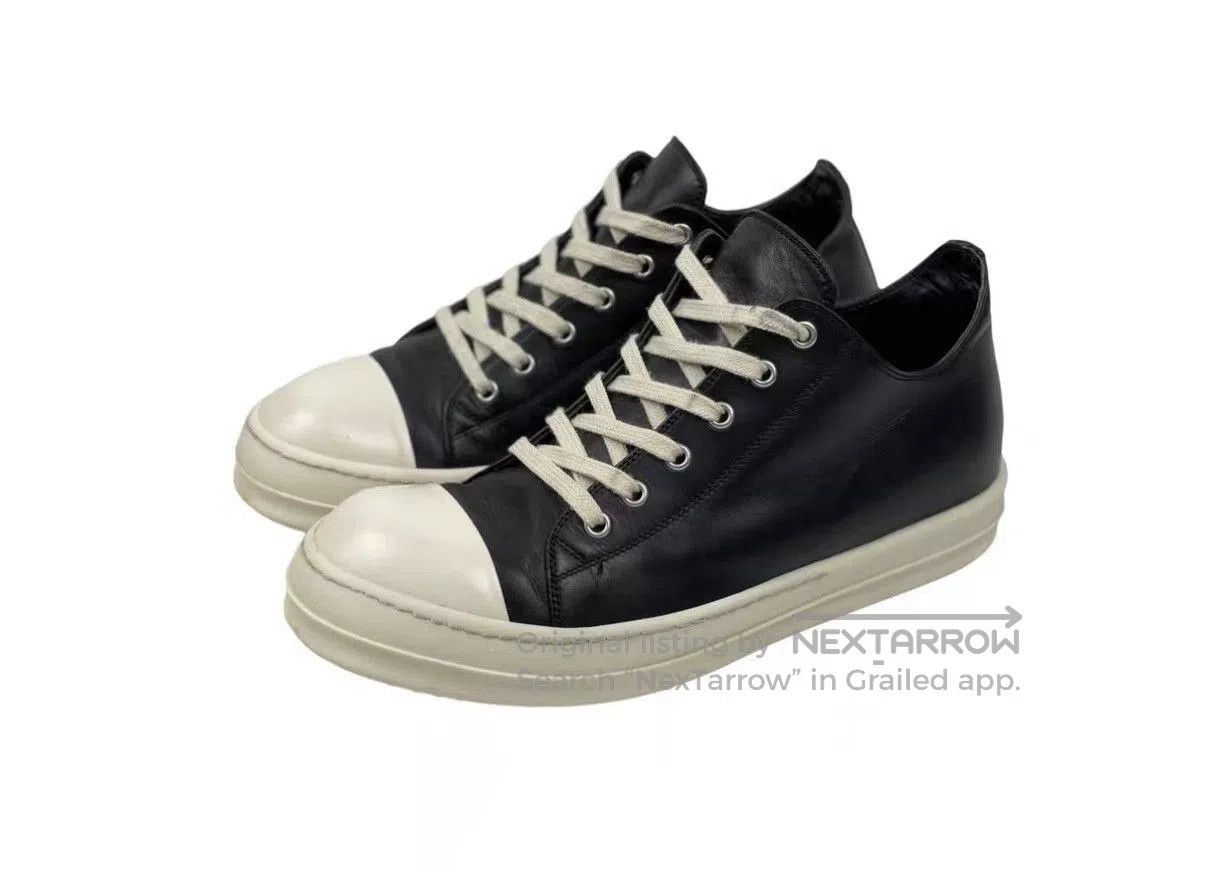 Rick Owens Black Low-Top Leather Sneakers. Size US 8 / EU 41 - 1 Thumbnail