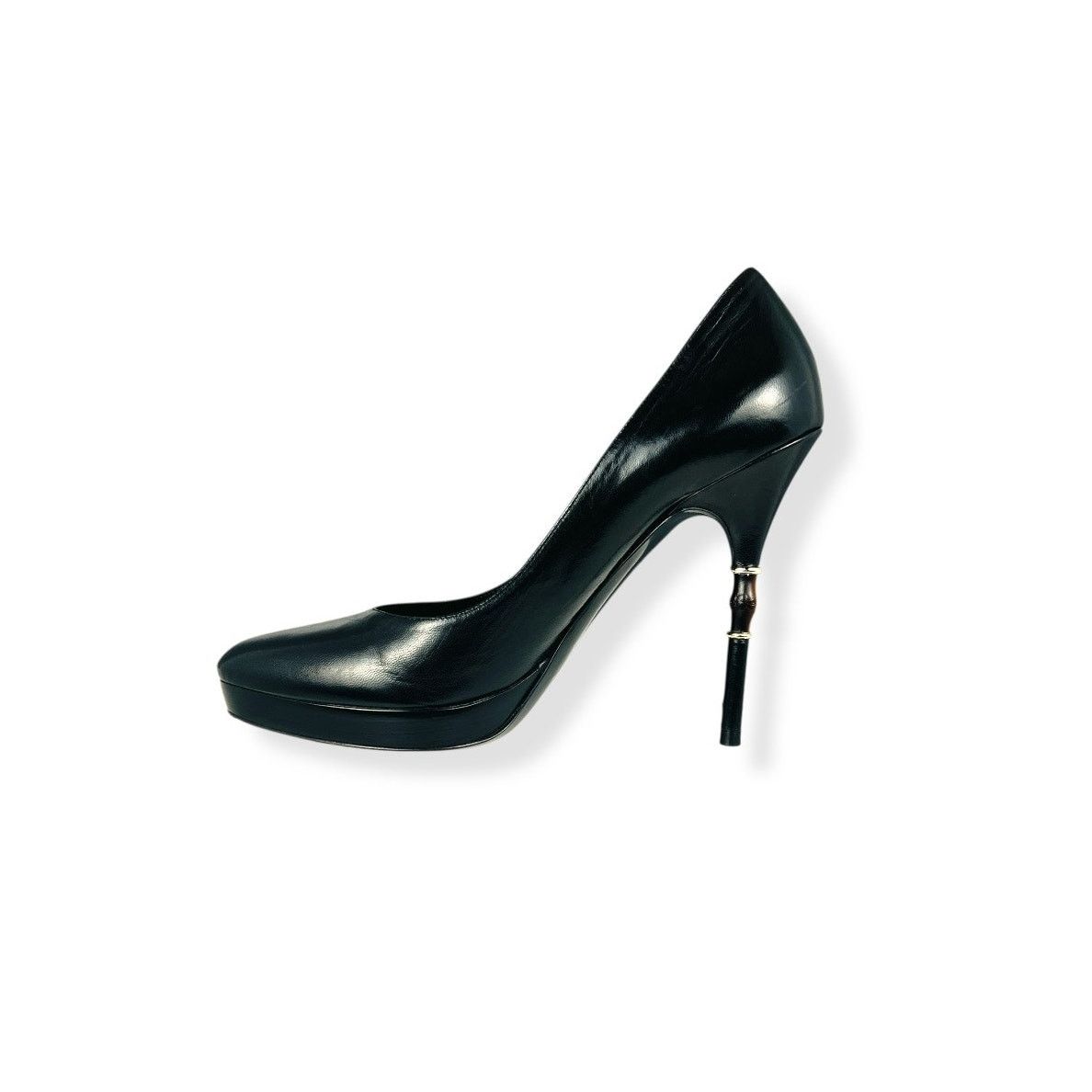 Gucci Gucci Malibu Bamboo Heel Platform Pumps Black Leather 37 Size US 7 / IT 37 - 1 Thumbnail