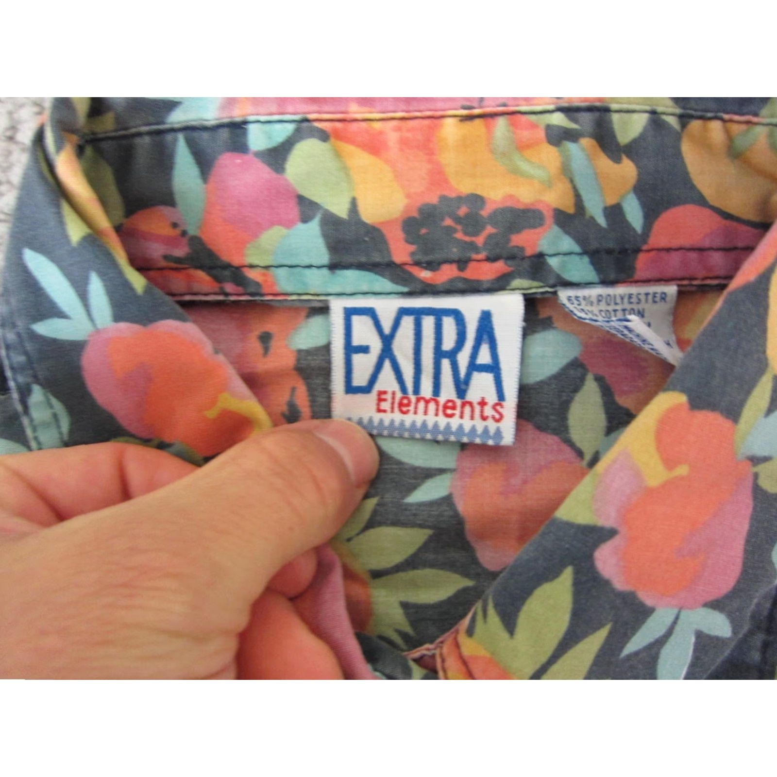 Pinko VINTAGE Extra Elements Hawaiian Shirt Womens 20W Pink Blue Black Floral Short Sleeve Button Up Ladies Shirt Size 3XL / US 20-22 - 4 Thumbnail