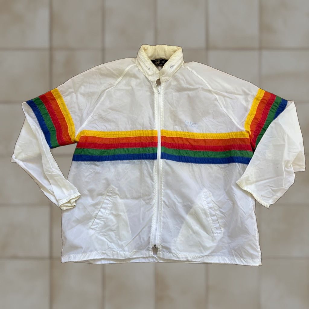 Vintage VTG US Air Force Academy Jacket Mens XL Rainbow Windbreaker 70s 80s Sherry Paul Sullivan Classics Size US XL / EU 56 / 4 - 1 Thumbnail