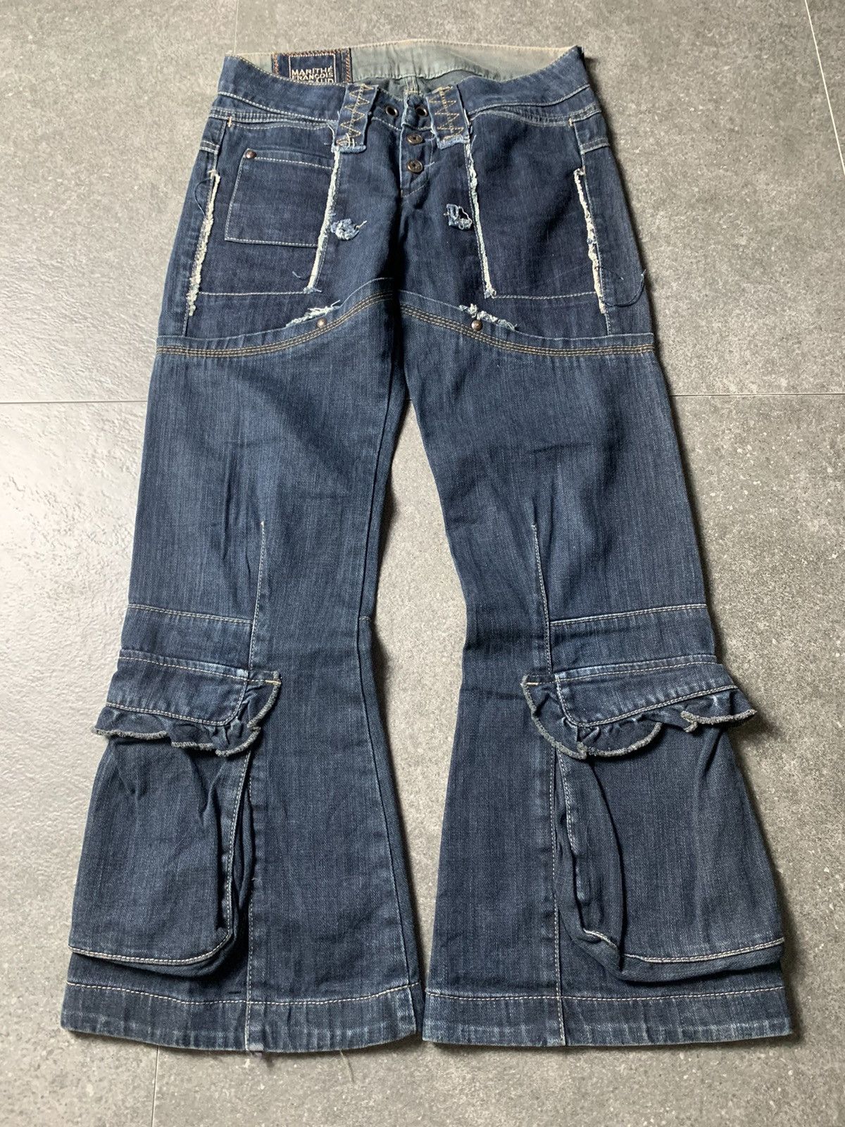 Marithe + Francois Girbaud 2000s Marithe Francois Girbaud Patchwork Flared Cargo Pants Size US 27 - 2 Thumbnail