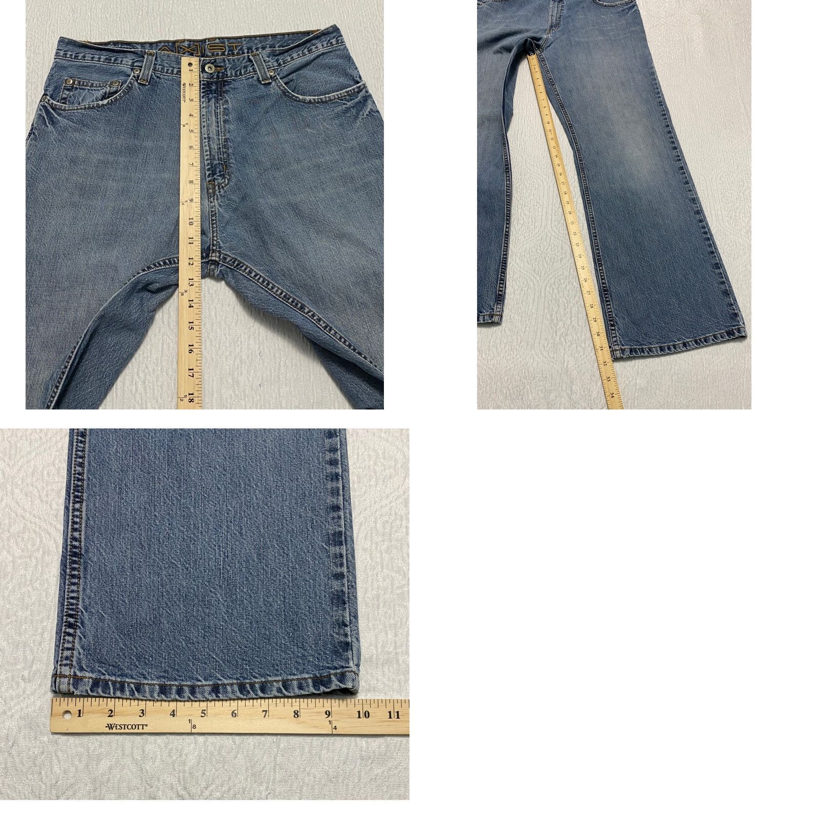 Denime Axist Jeans Mens Jeans Straight Blue Denim 36x32 Relaxed Cotton Denim 5-Pocket Classic Casual Pants Shoes? Size US 36 / EU 52 - 8 Thumbnail