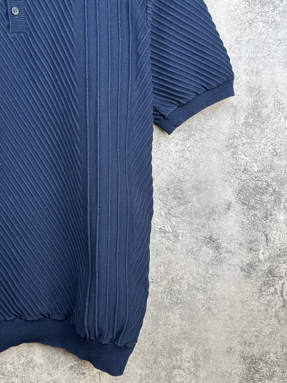 Wax London Wax London Naples Knit Polo Shirt Navy Ribbed SS Cuffs Size US S / EU 44-46 / 1 - 8 Thumbnail