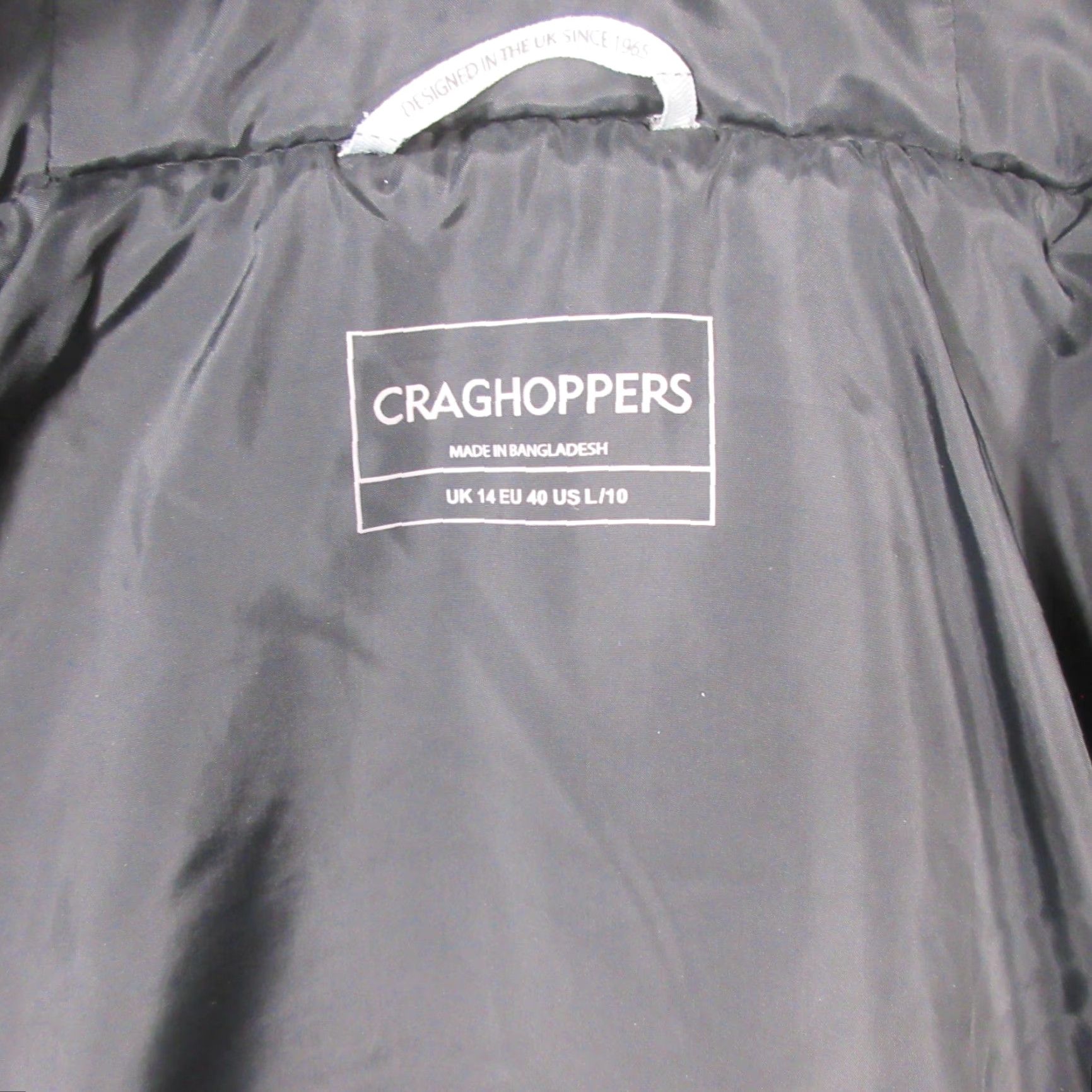 Vintage Craghoppers Compresslite Puffer Jacket Womens Large Black Hooded Packable Mid-Length Zip Full Zip Casual Travel Size L / US 10 / IT 46 - 3 Thumbnail
