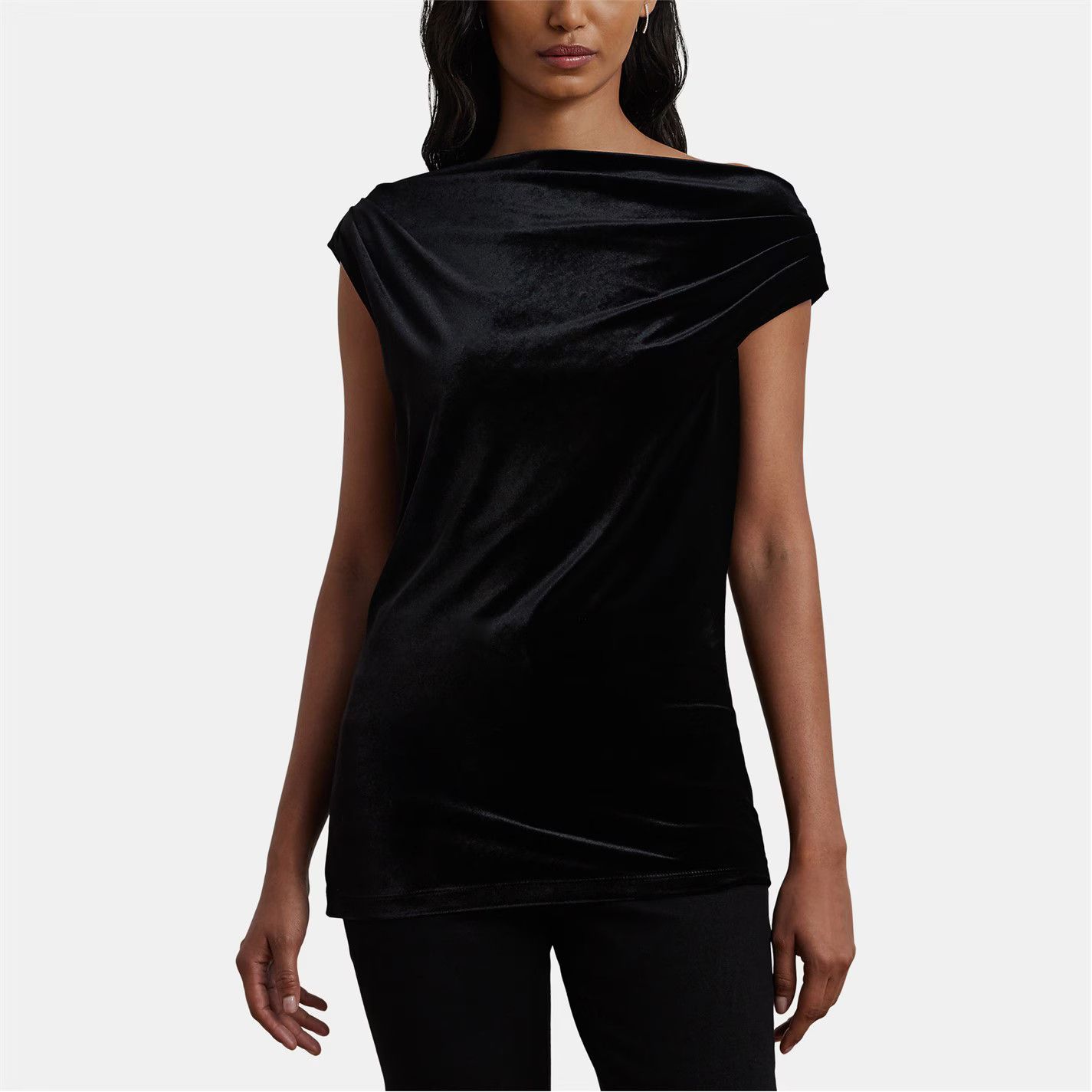 Lauren Ralph Lauren o1g2r1mq1025 Kinthea Velvet Sweater in Black Size XS / US 0-2 / IT 36-38 - 2 Thumbnail