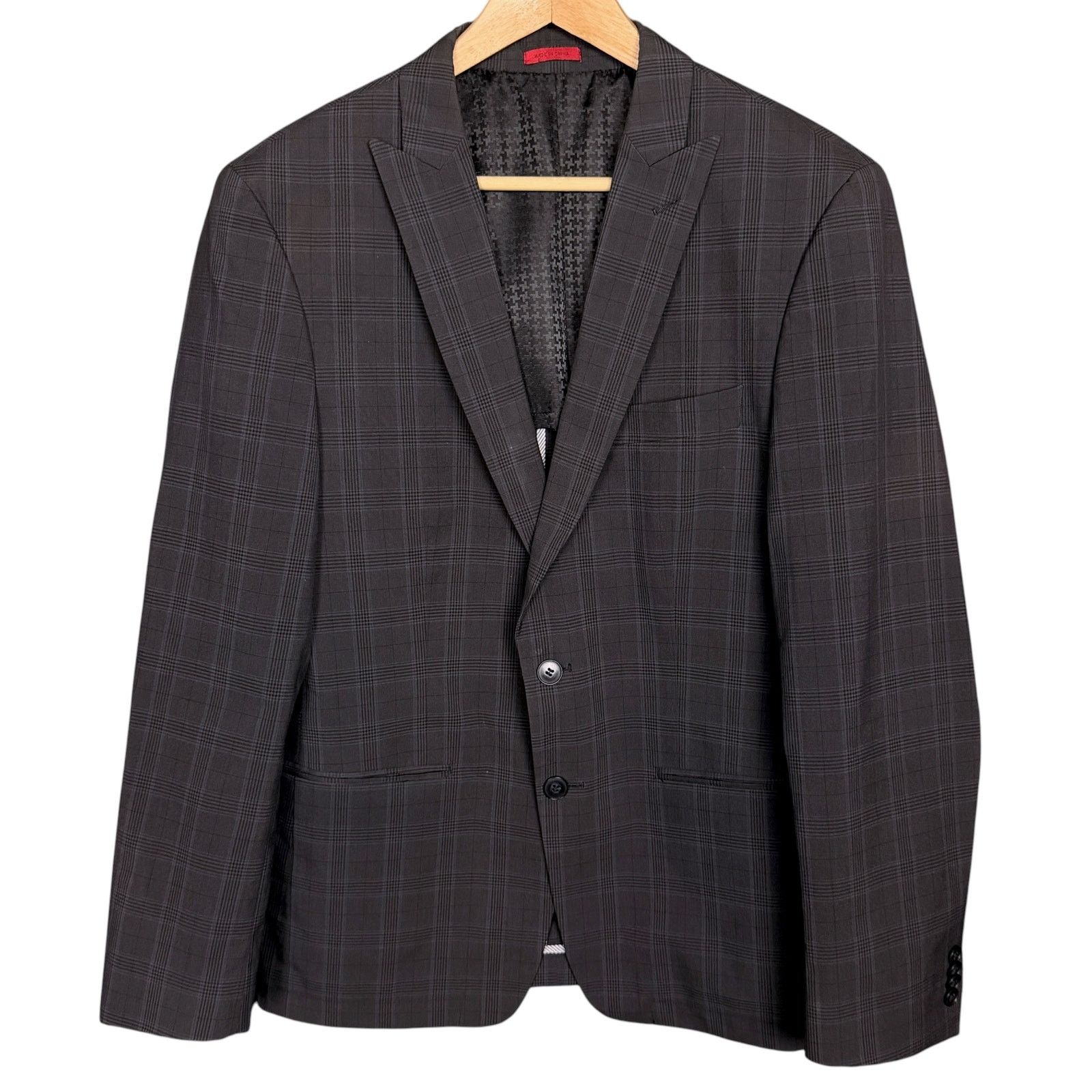 John Varvatos John Varvatos USA Men's 40R Dark Gray Blue Plaid Blazer Size 40R - 11 Thumbnail