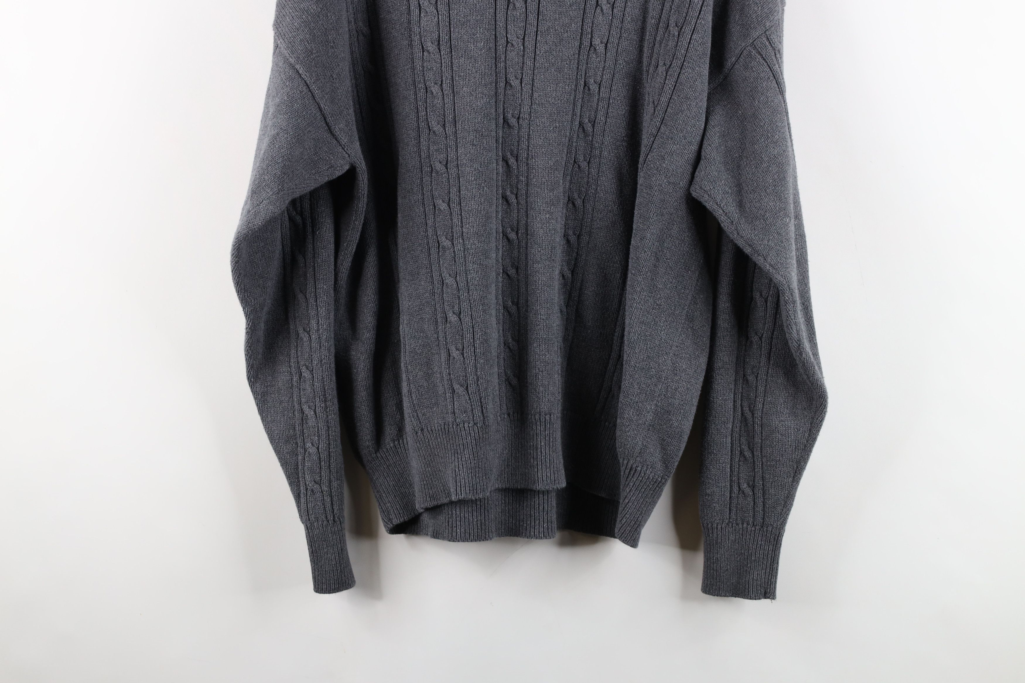 Nautica × Vintage Vintage 90s Nautica Cotton Cable Knit Crewneck Sweater Gray Size US XL / EU 56 / 4 - 10 Thumbnail