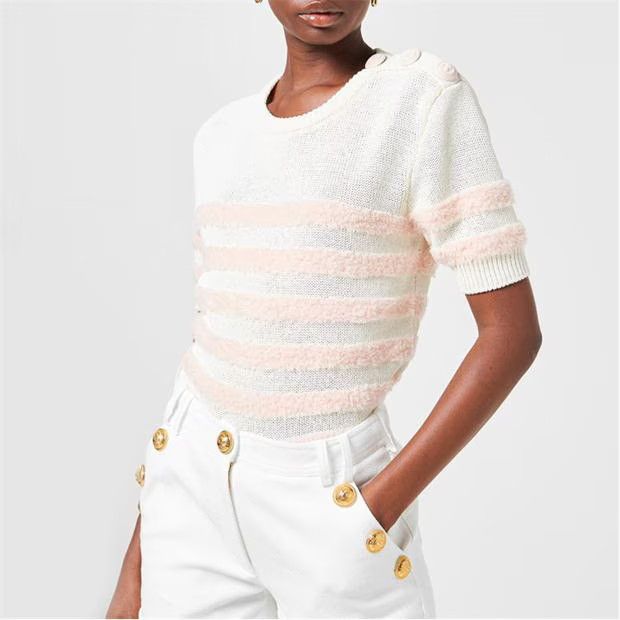 Balmain o1g2r1mq0924 Fluff Jumpers in Cream & Rose Size M / US 6-8 / IT 42-44 - 5 Thumbnail
