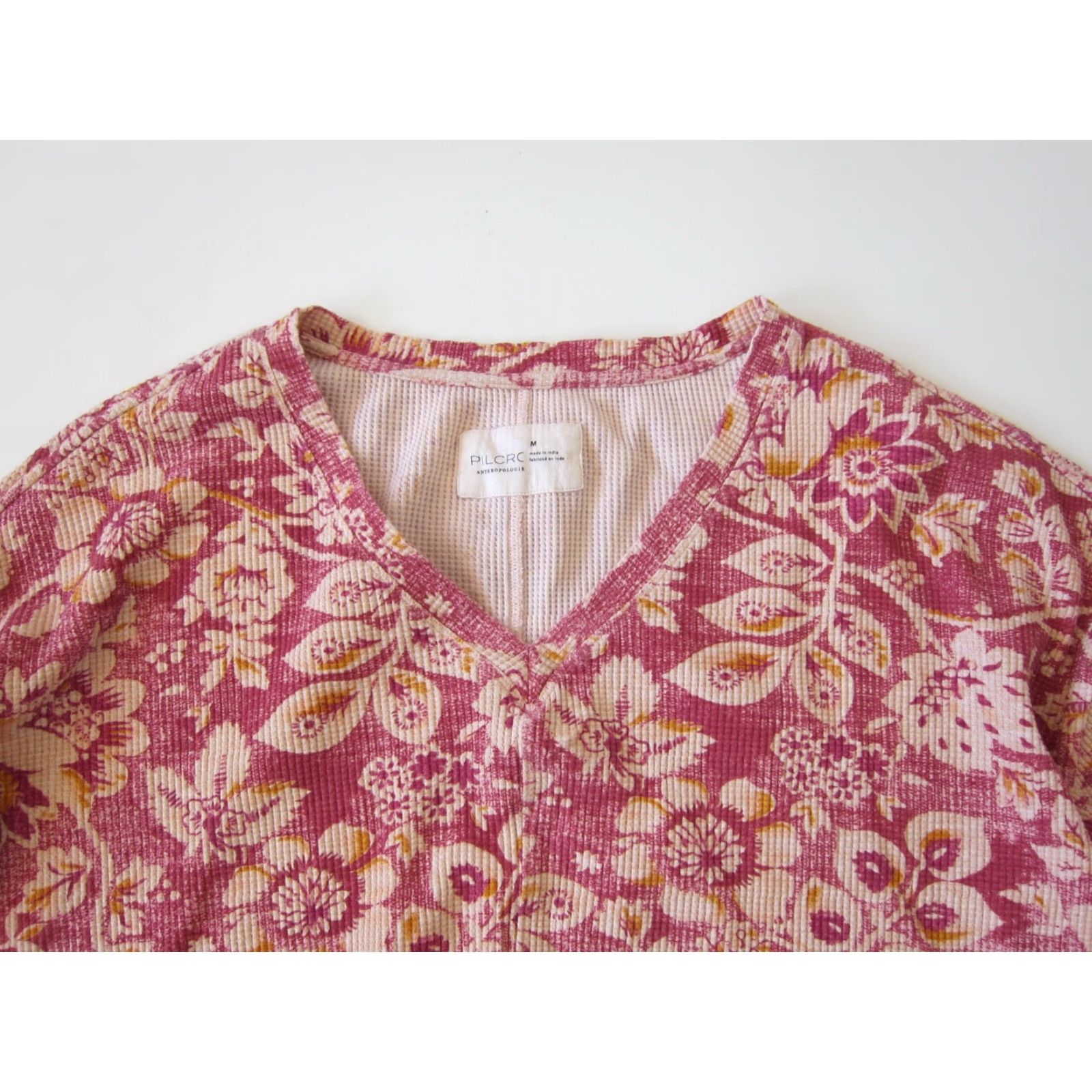 Vintage Pilcro Anthropologie Pink V-Neck Long Sleeve Oversized Top M Blouse Women Size M / US 6-8 / IT 42-44 - 3 Thumbnail