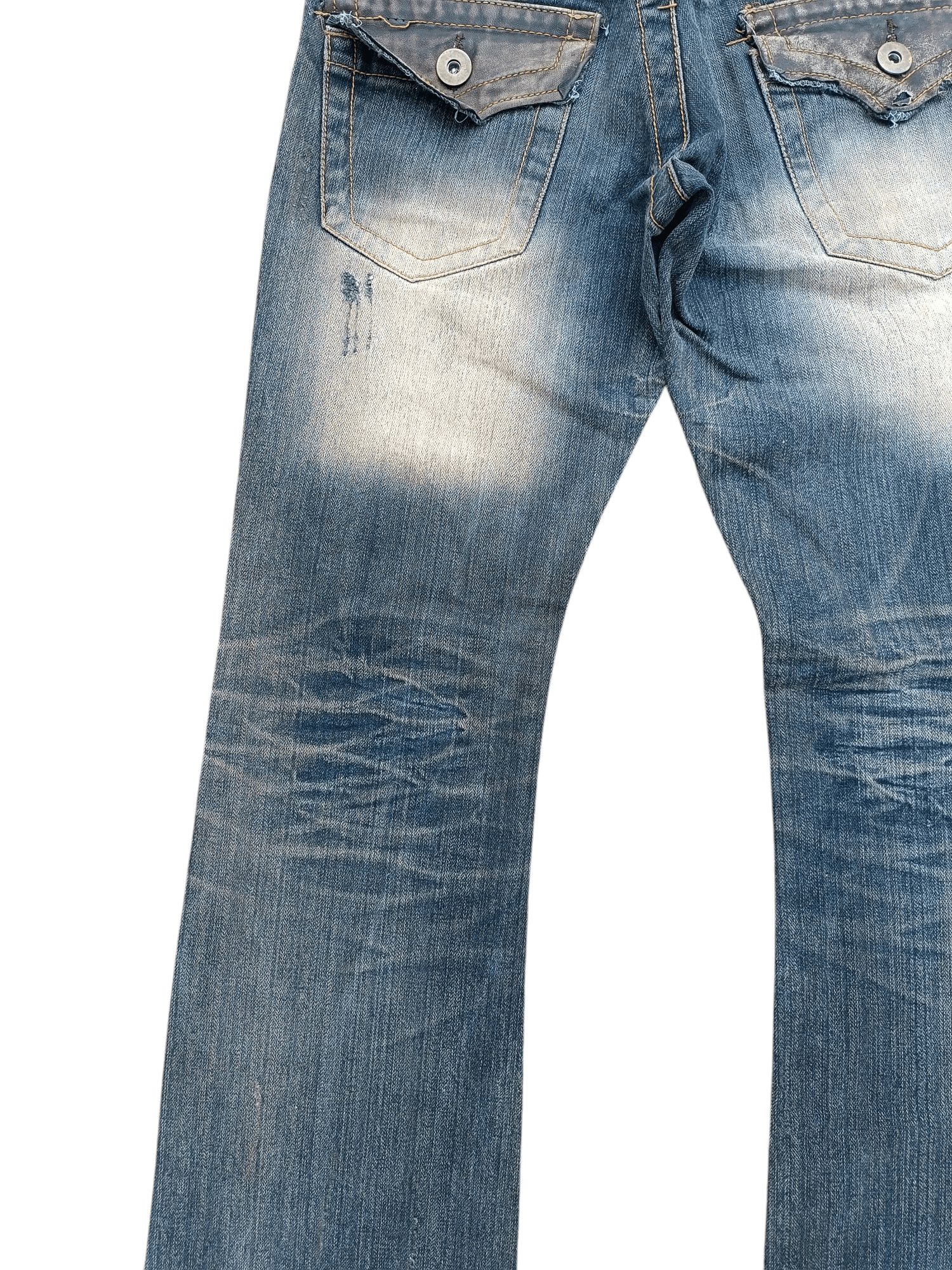 Japanese Brand FLARED🔥Japanese Brand LIMITED Distressed Buckle Back Denim Size US 32 / EU 48 - 17 Thumbnail