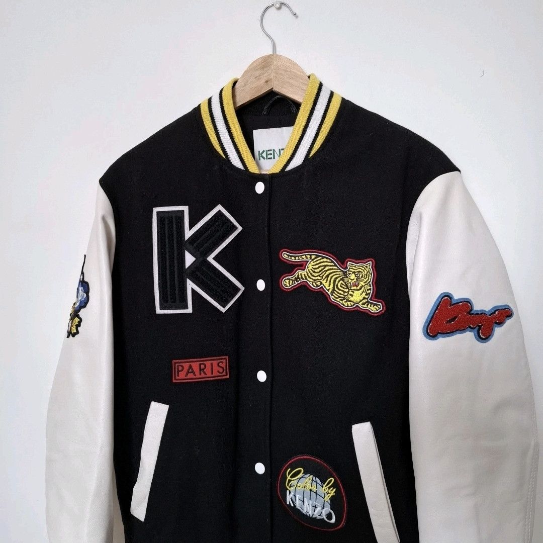 Kenzo KENZO Wool Blend Leather Varsity Quilted Logo Bomber Jacket Size US XS / EU 42 / 0 - 3 Thumbnail