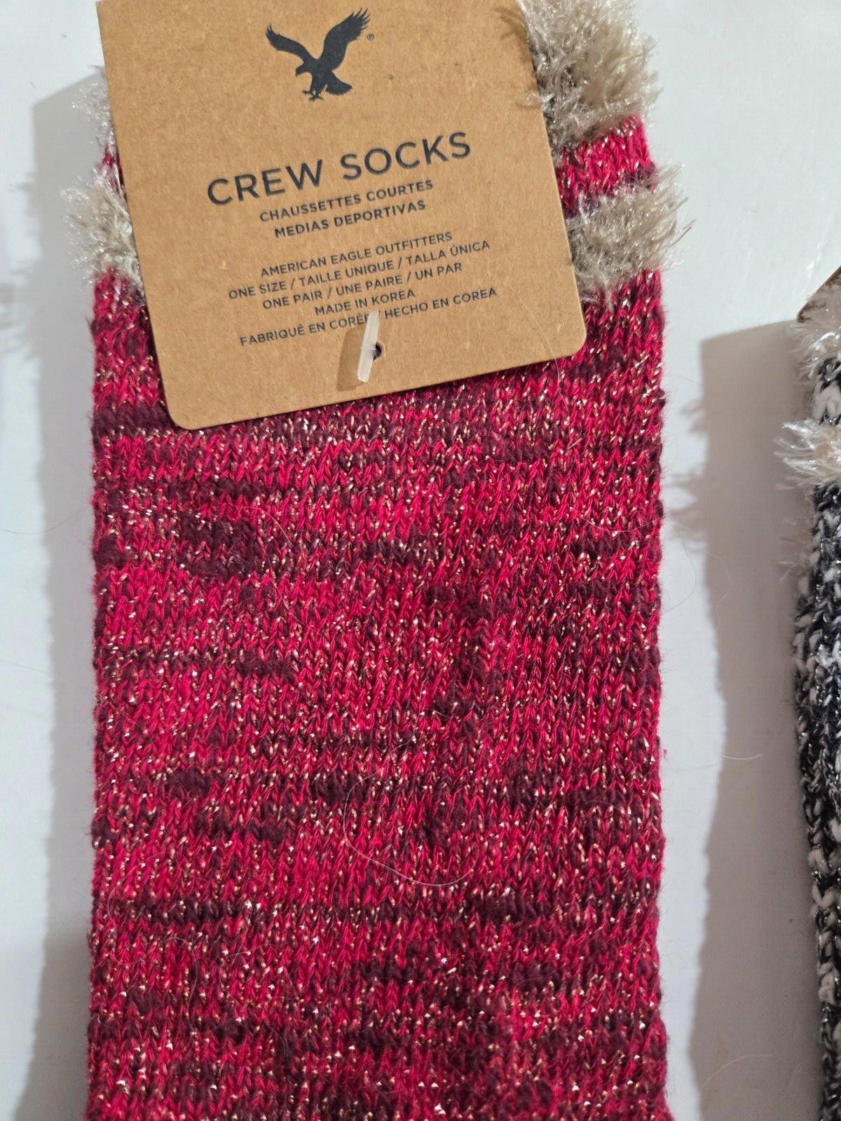American Eagle Outfitters 3 Pair American Eagle Socks Crew Dress w/ Metallic NEW NWT Size ONE SIZE - 2 Thumbnail