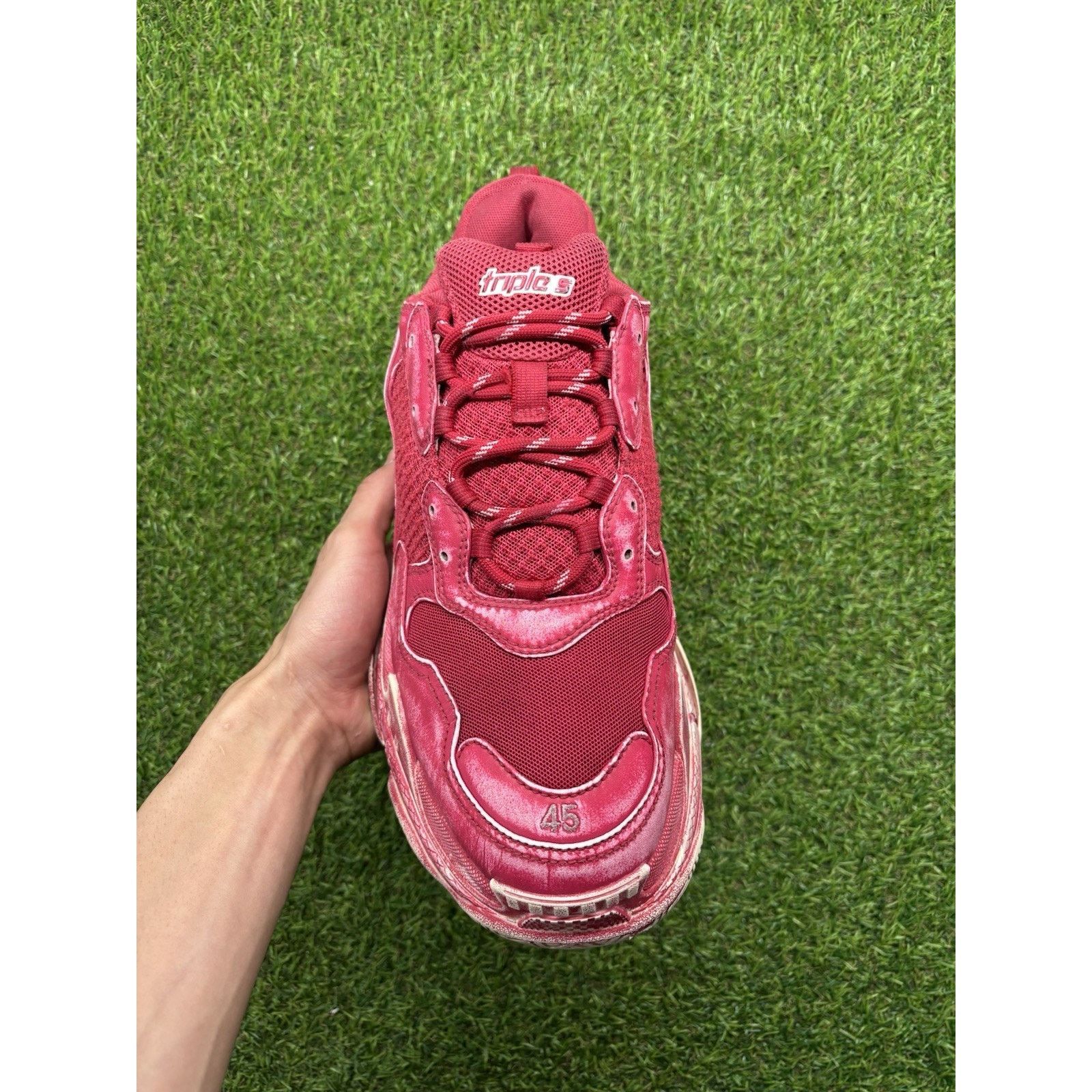 Balenciaga Balenciaga Triple S ' Dark Red ' Size US 12 / EU 45 - 5 Thumbnail