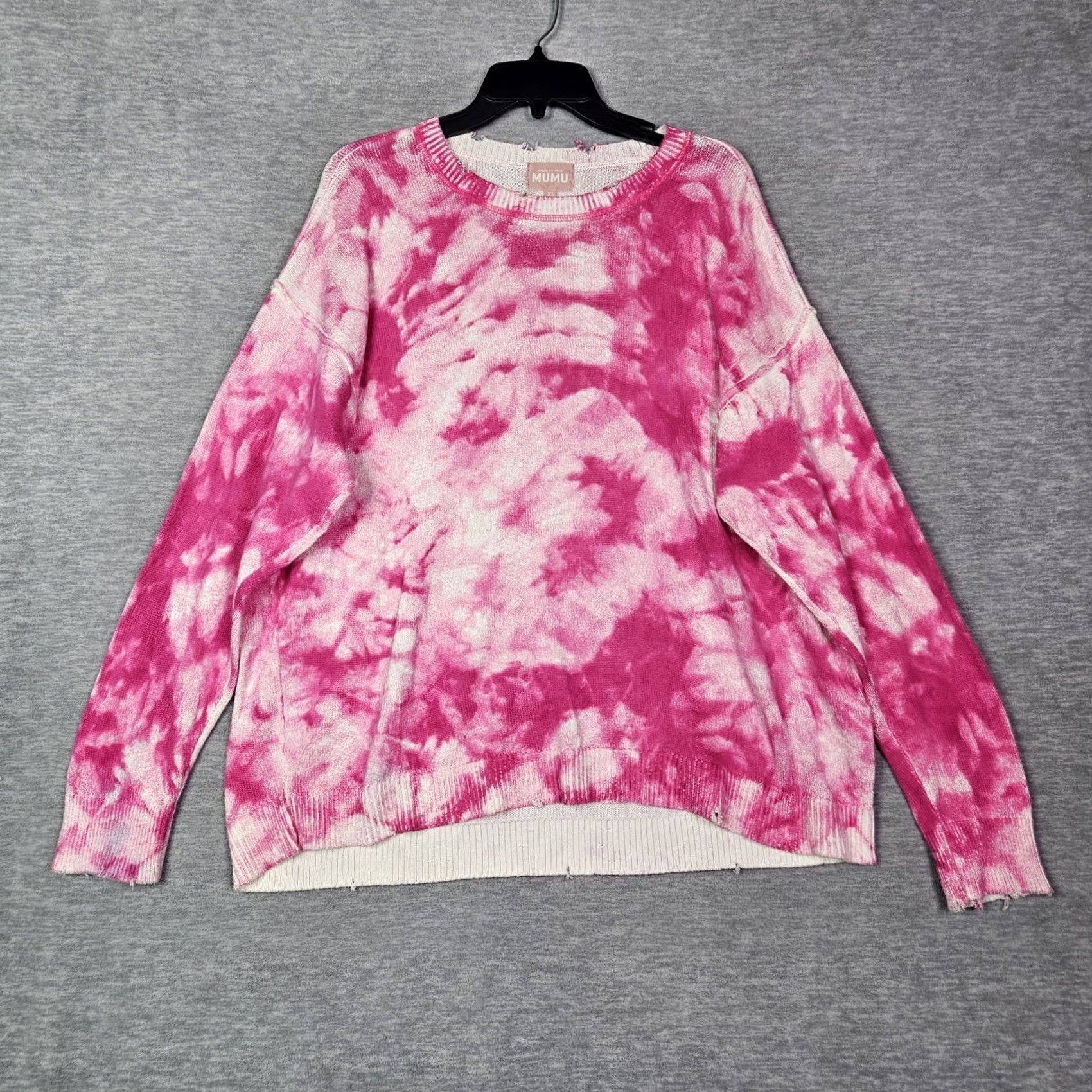 Show Me Your MuMu Show Me Your Mumu Women's Pink Tie Dye Oaklyn Oversized Sweater XS Cardigan Crew Neck Knit Regular Size XS Pink Short Description: N/A Size XS / US 0-2 / IT 36-38 - 2 Thumbnail