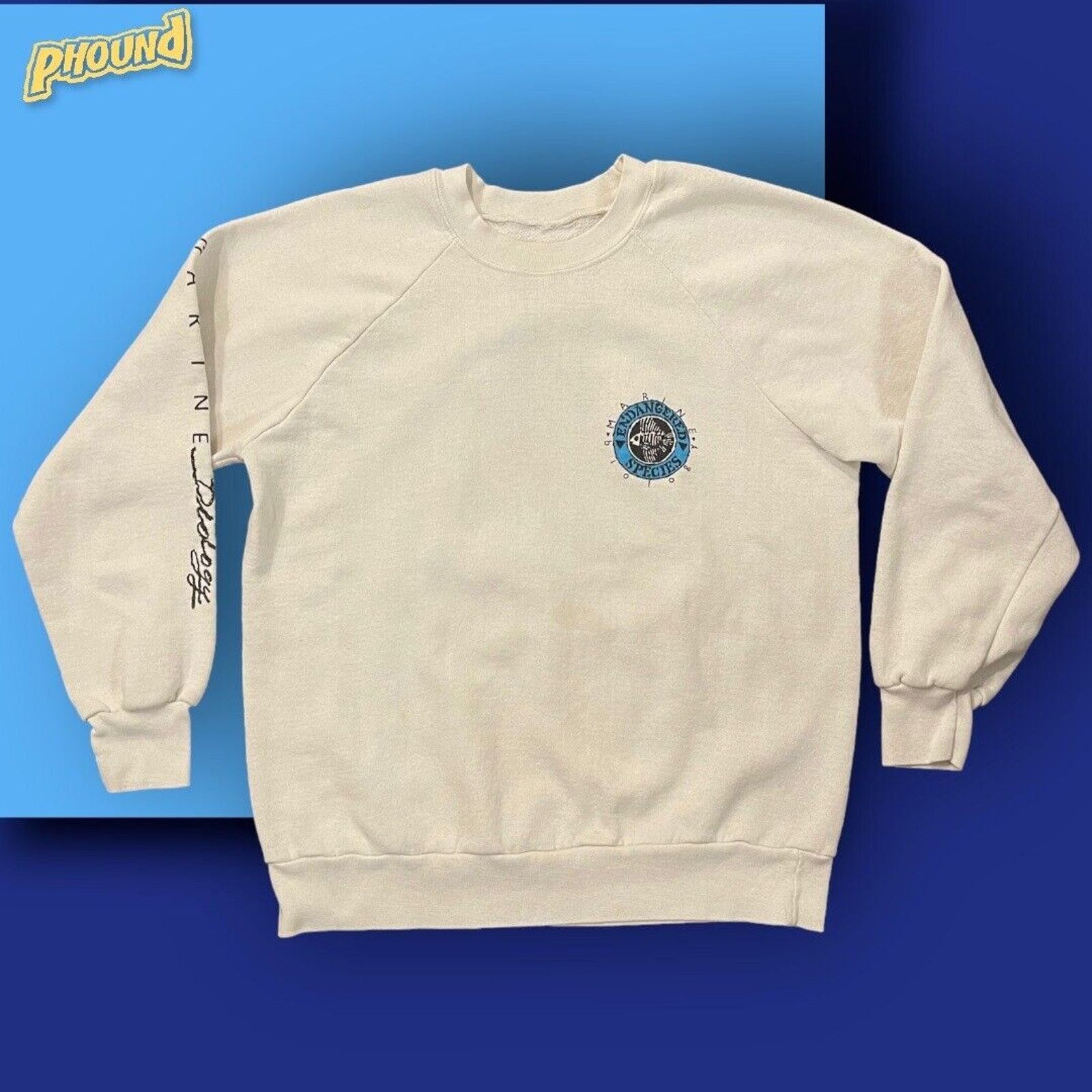 Vintage Vtg Raglan Marine Biology Endangered Species Sweatshirt M Size US M / EU 48-50 / 2 - 2 Thumbnail