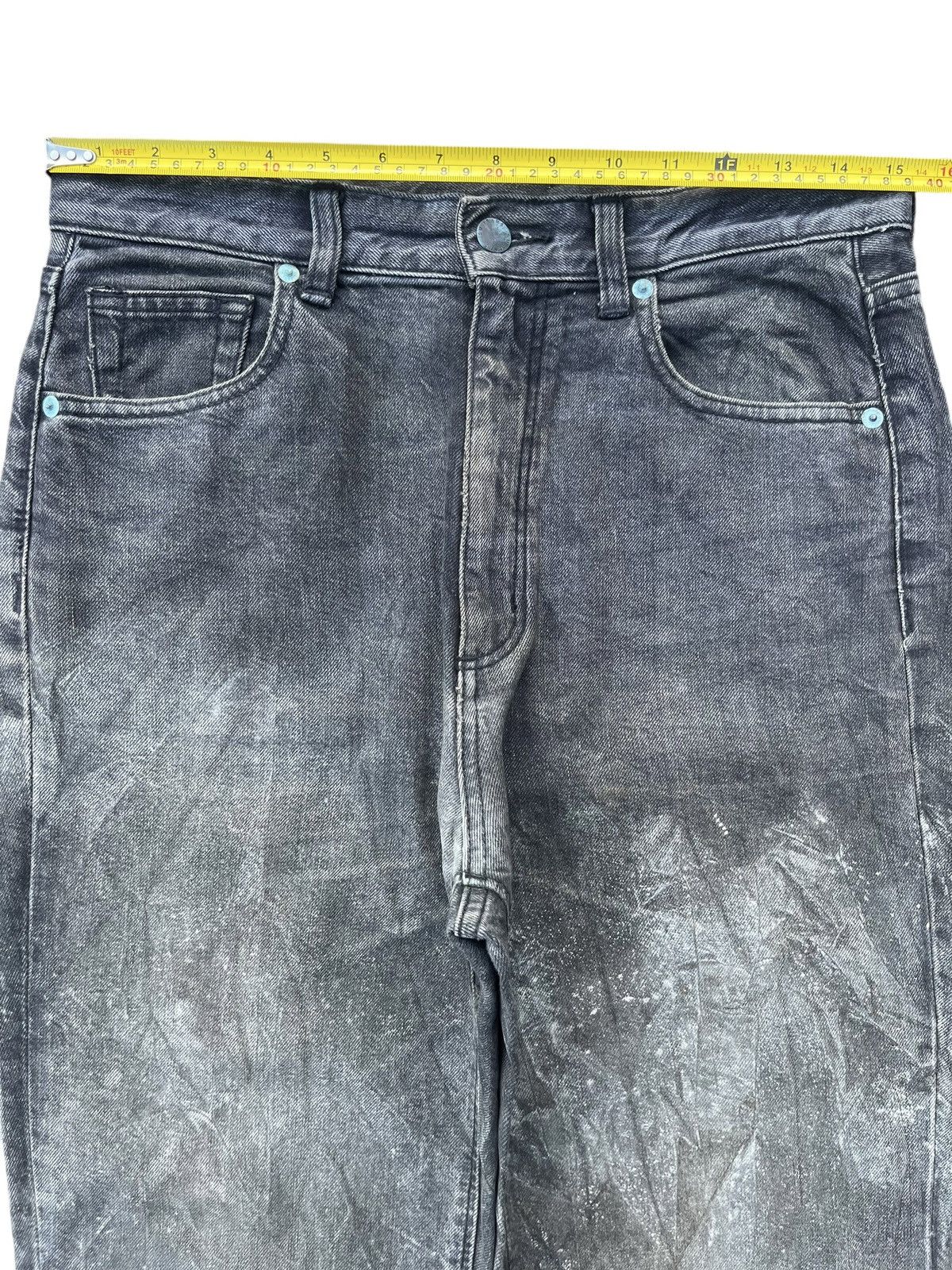 Japanese Brand Vintage Spliced Dirty Mud Washed High Rise Loose Fit Jeans Size US 29 - 12 Thumbnail