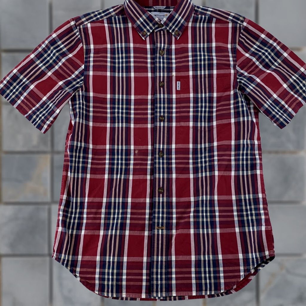 Carhartt Carhartt Shirt Mens M Red Plaid Button-Down Short Sleeve Relaxed Fit Button-Up Size US M / EU 48-50 / 2 - 1 Thumbnail