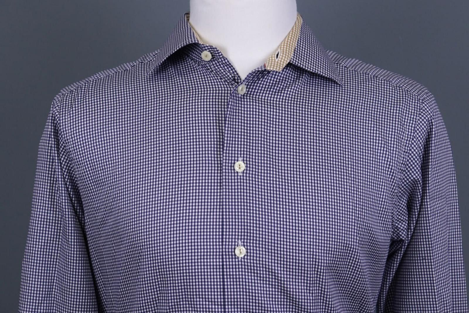 Eton Eton Slim Fit Blue Check Long Sleeve Shirt Size 40 / 15 Size US M / EU 48-50 / 2 - 4 Thumbnail