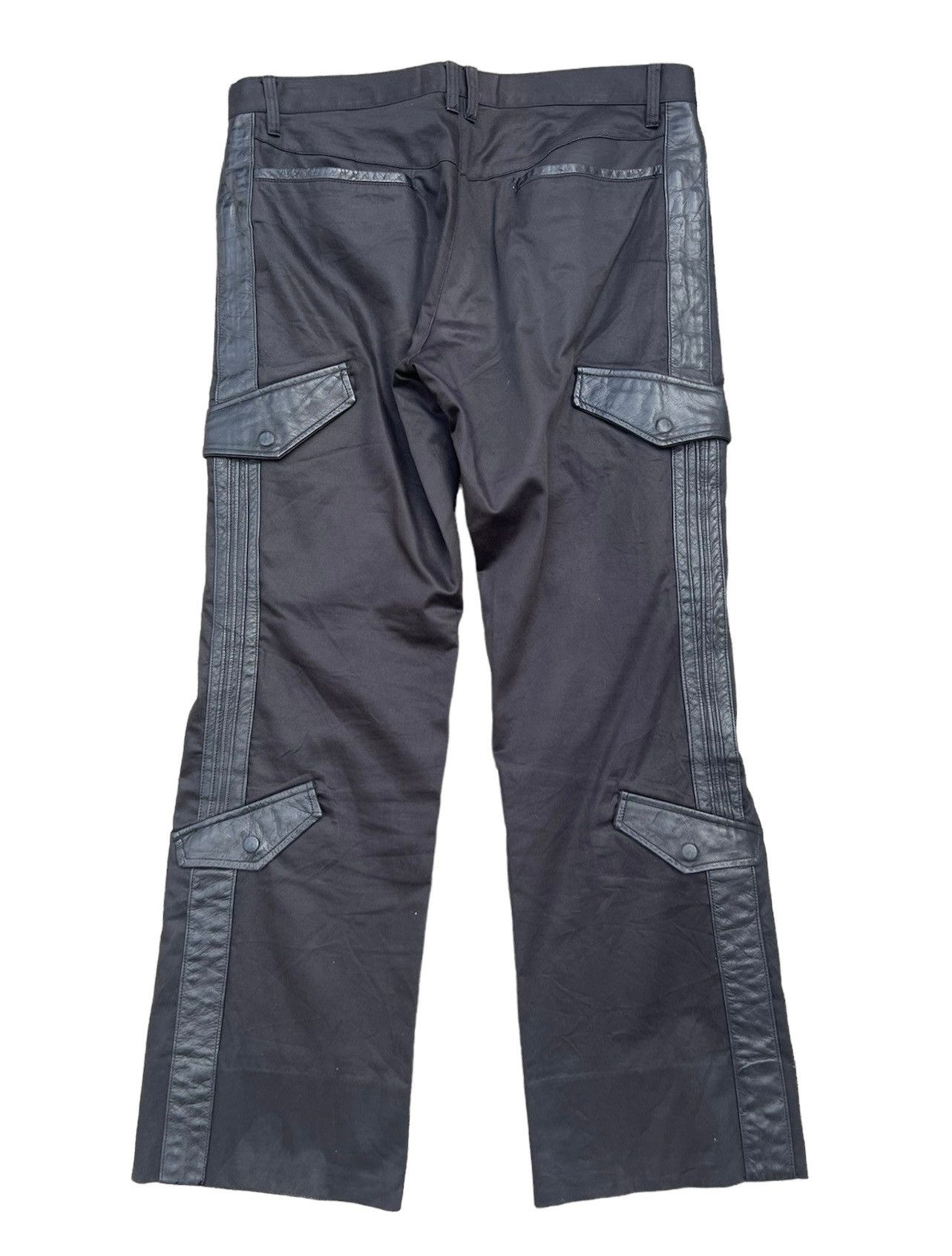Vintage Vintage KENJI ITO Japan Leather Stripe Cargo Trouser Pant Size US 31 - 2 Thumbnail