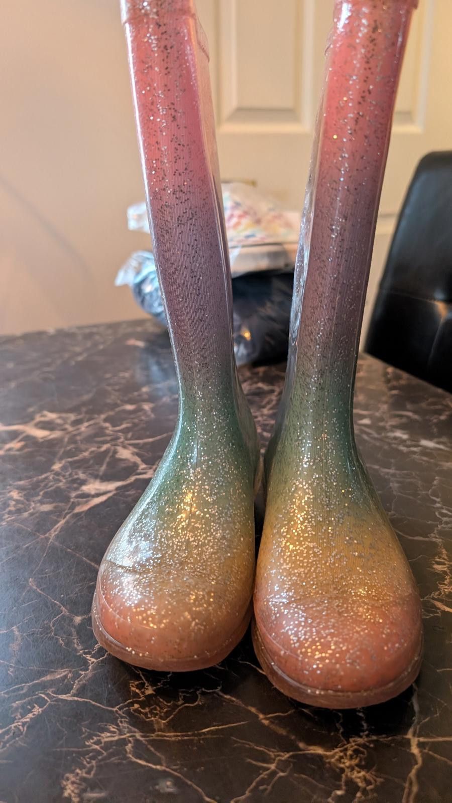 The Unbranded Brand Kids Glitter Rain Boots Waterproof Rubber Toddler Size 12 Size US 12 / IT 42 - 3 Thumbnail