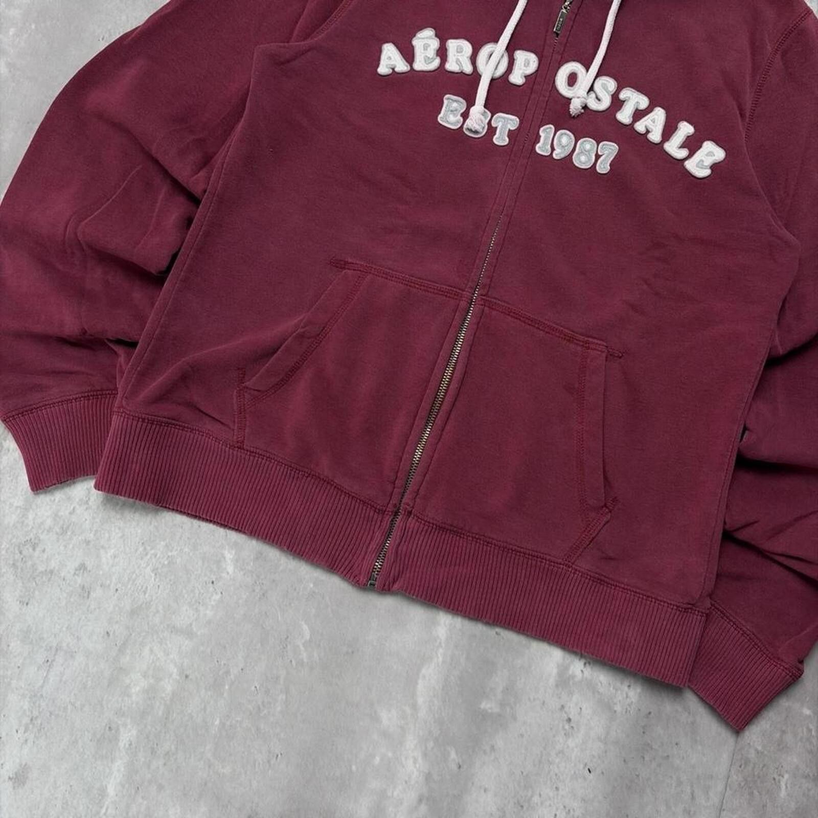 Aeropostale Y2K Burgundy Aeropostale Grunge Skater Zip Up Hoodie Size XL / US 12-14 / IT 48-50 - 4 Thumbnail