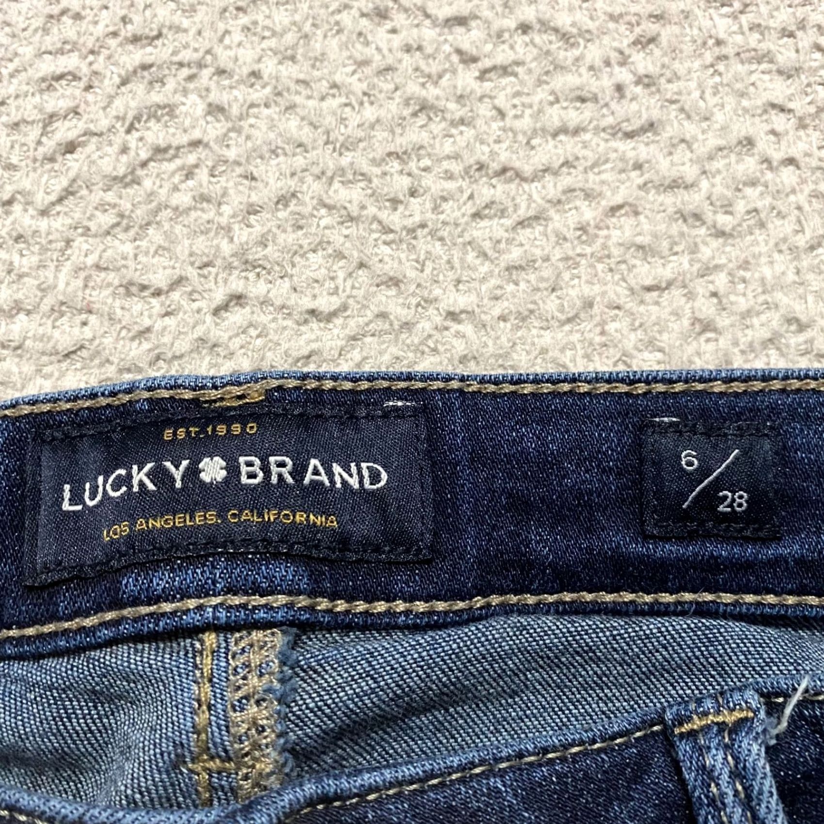 Lucky Brand Lucky Brand Lolita Skinny Jeans - Blue Denim Dark Wash Crop - Womens Size 6 Skinny Regular 28 Inseam 5-Pocket Stitch Button Zip Low Rise Size 28" / US 6 / IT 42 - 3 Thumbnail
