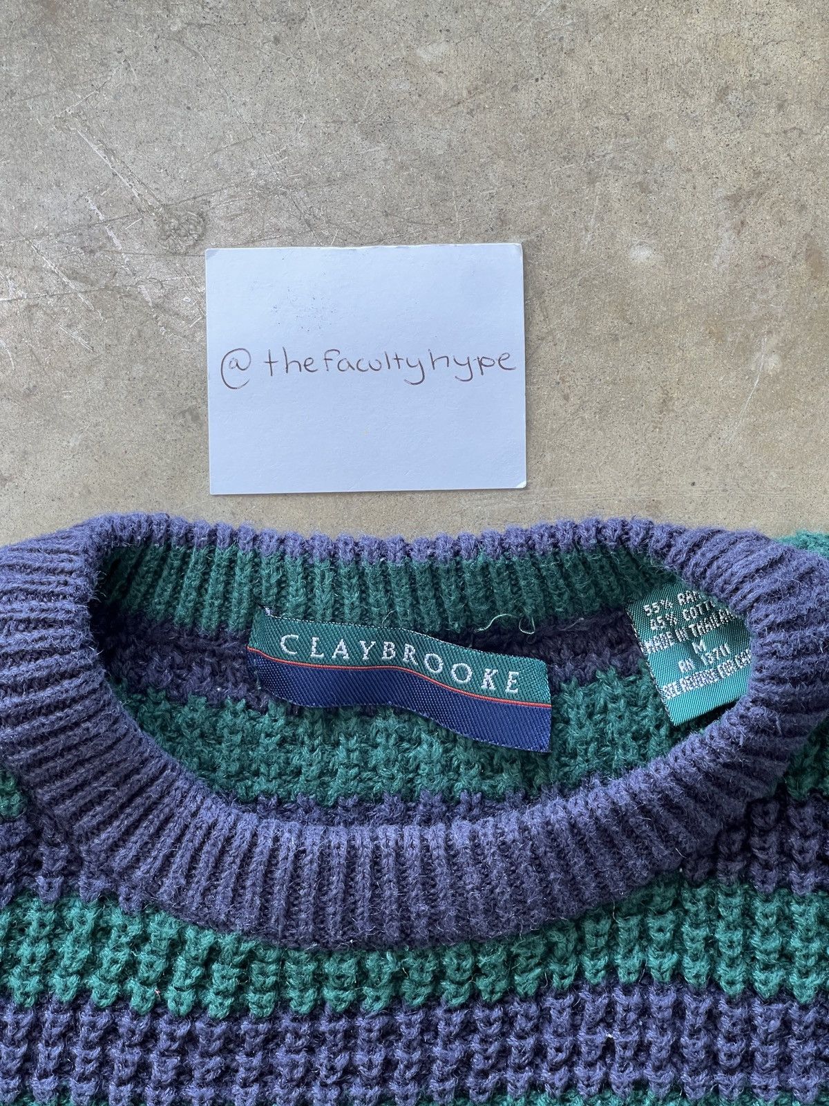 Vintage Vintage 90s Claybrooke Stripe Green Blue Knit Sweater Medium Size US M / EU 48-50 / 2 - 3 Thumbnail