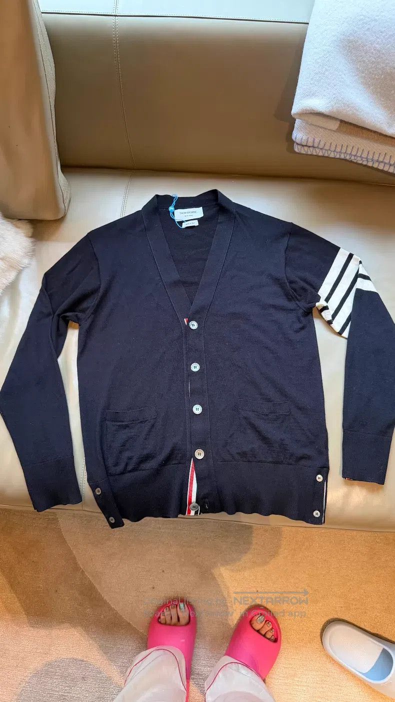 Thom Browne Thom Browne Dark Blue Wool Cardigan Size US L / EU 52-54 / 3 - 1 Thumbnail