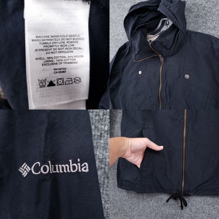 Vintage Columbia Jacket Mens L Large Blue Basic Full Zip Long Sleeves  Hooded Fishing