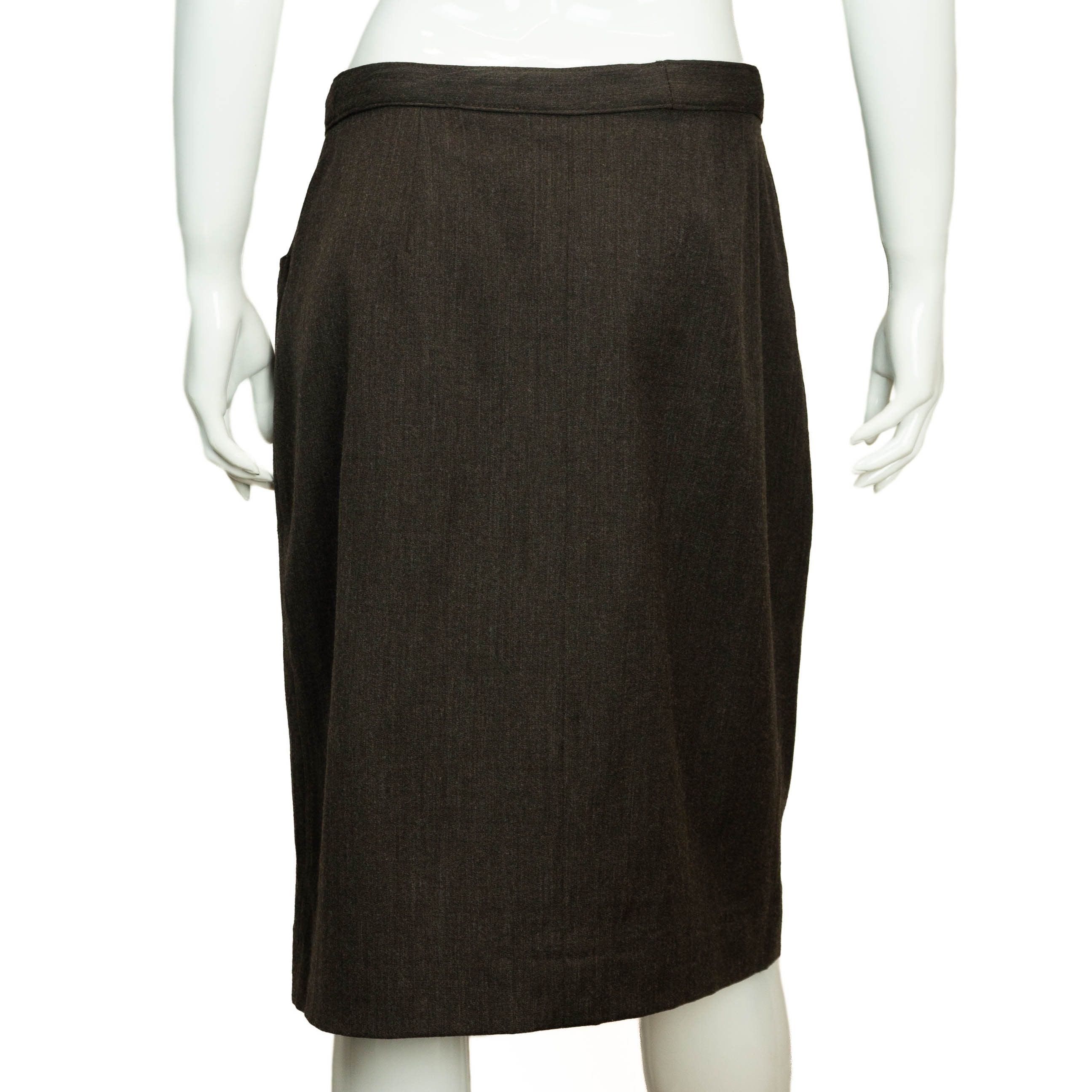Chanel × Vintage CHANEL Logo Gray Wool Pencil Skirt Vintage 90s 00s Size 30" / US 8 / IT 44 - 2 Thumbnail