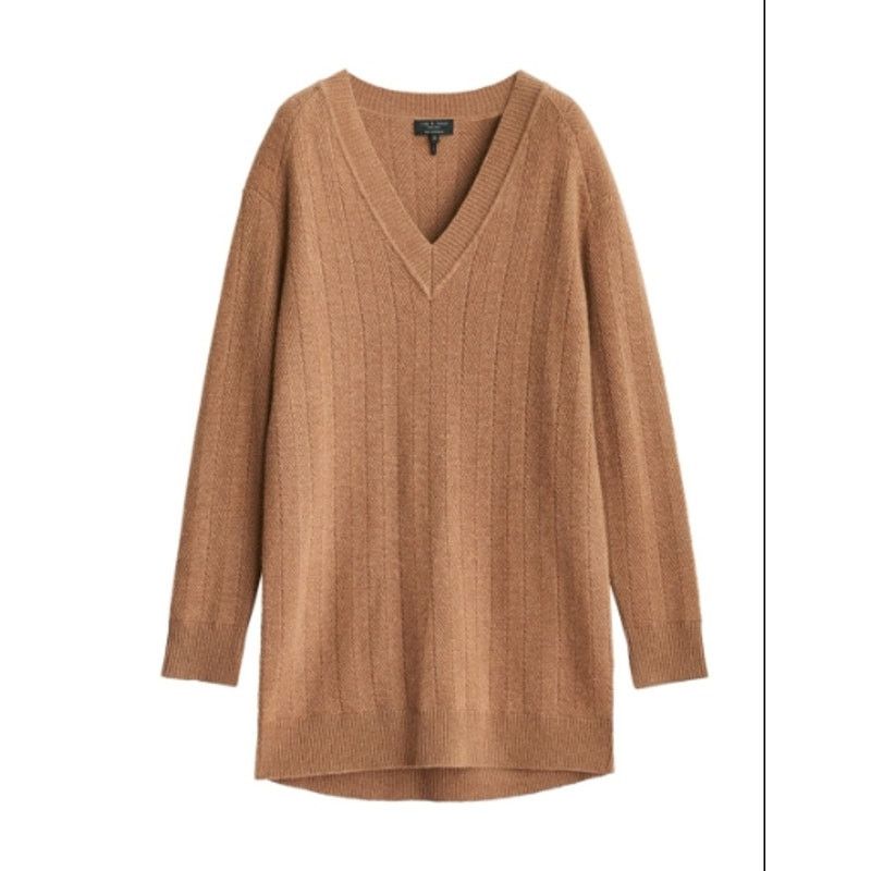 Rag & Bone NEW! Rag & bone Durham Herringbone-Knit Cashmere Minidress Size S / US 4 / IT 40 - 9 Thumbnail