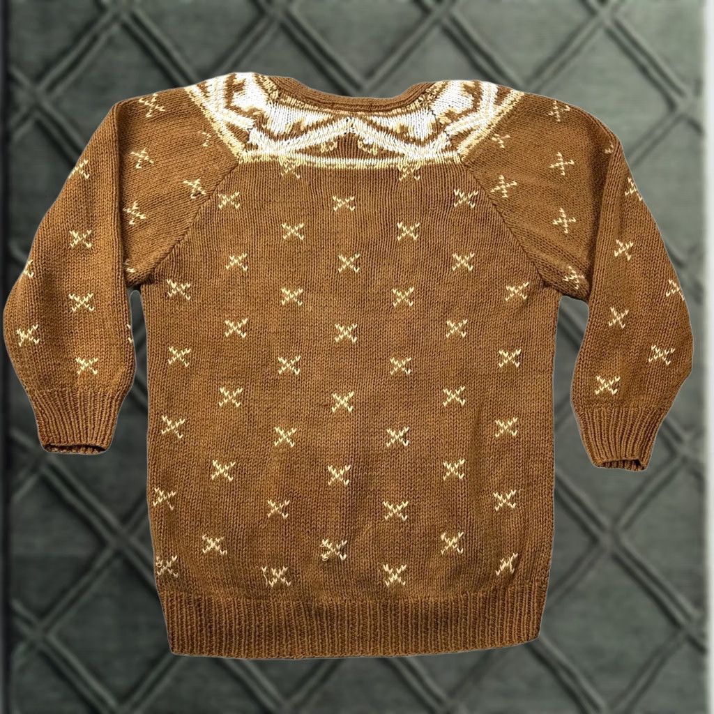 Express VINTAGE Express Womens M Fair Isle Knit Ramie Blend V Neck Sweater Tennis Granny Size M / US 6-8 / IT 42-44 - 1 Thumbnail