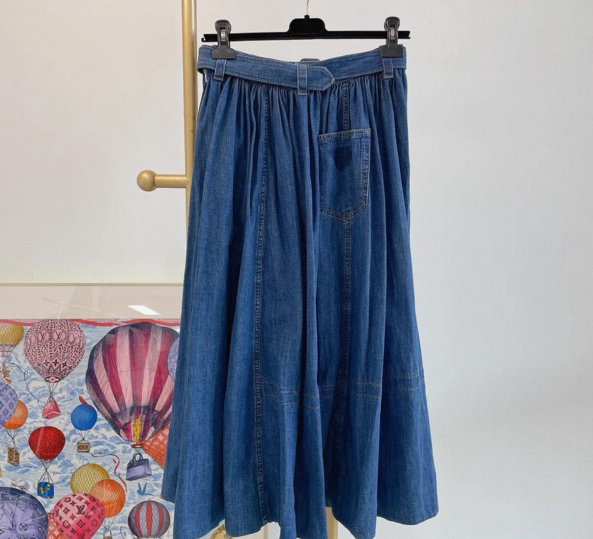 Prada Prada Blue Belted Pleated Denim Skirt-2506 Size 25" / US 0 / IT 36 - 2 Thumbnail