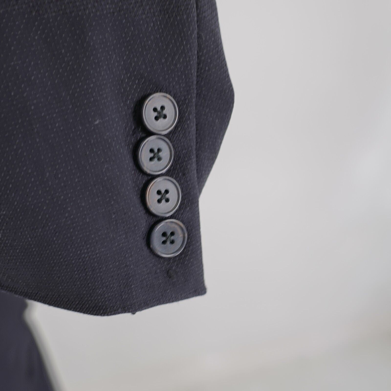 Joseph Abboud DAMAGED Joseph Abboud Thick Textured Wool Blue Suit Jacket 4 Size 42L - 3 Thumbnail
