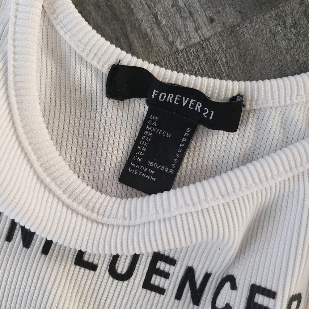 Forever 21 White Influencer F21 Cropped Tank Size S / US 4 / IT 40 - 3 Thumbnail
