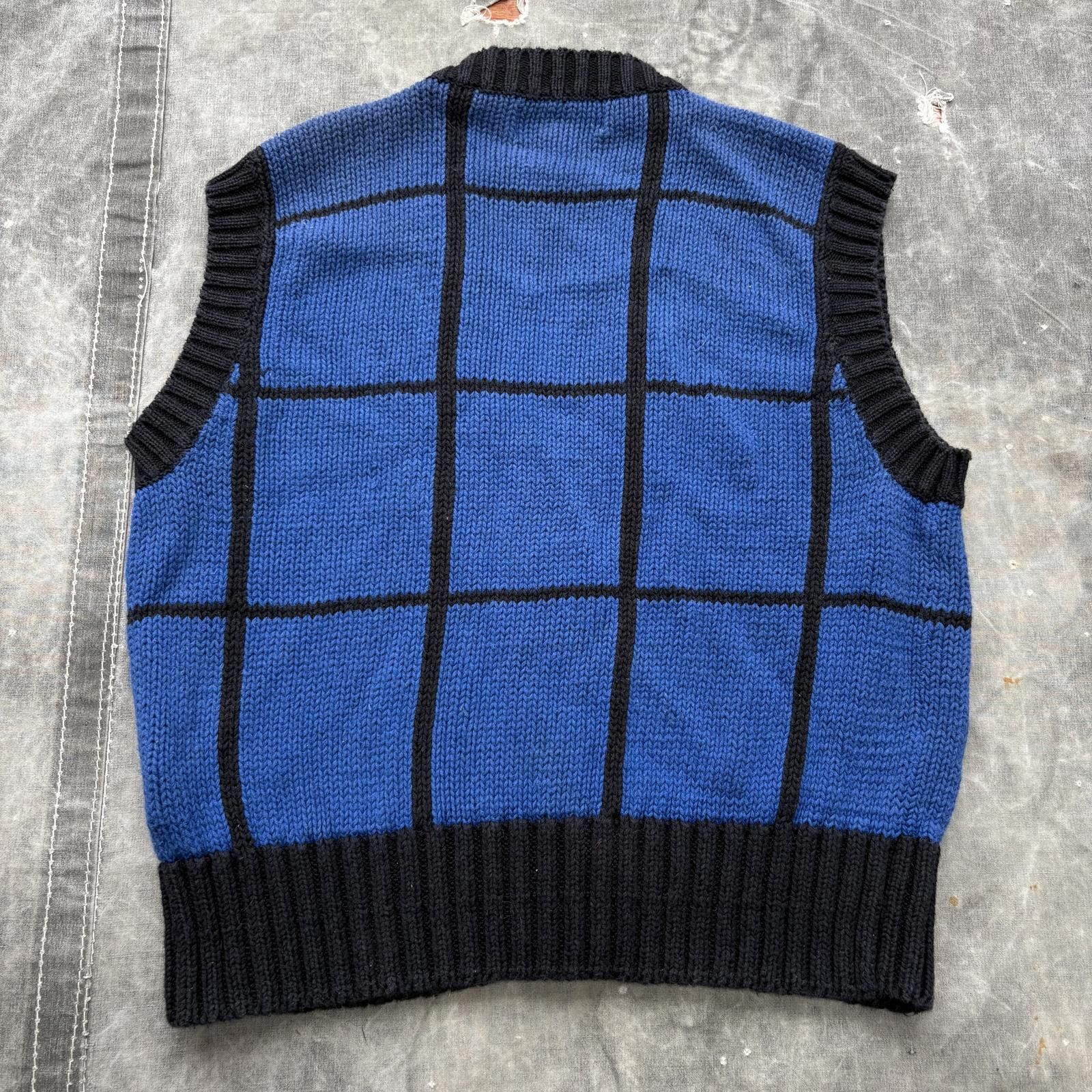Jones New York Vintage 90s Windowpane Check Unique Sweater Cardigan Vest Size M / US 6-8 / IT 42-44 - 4 Thumbnail