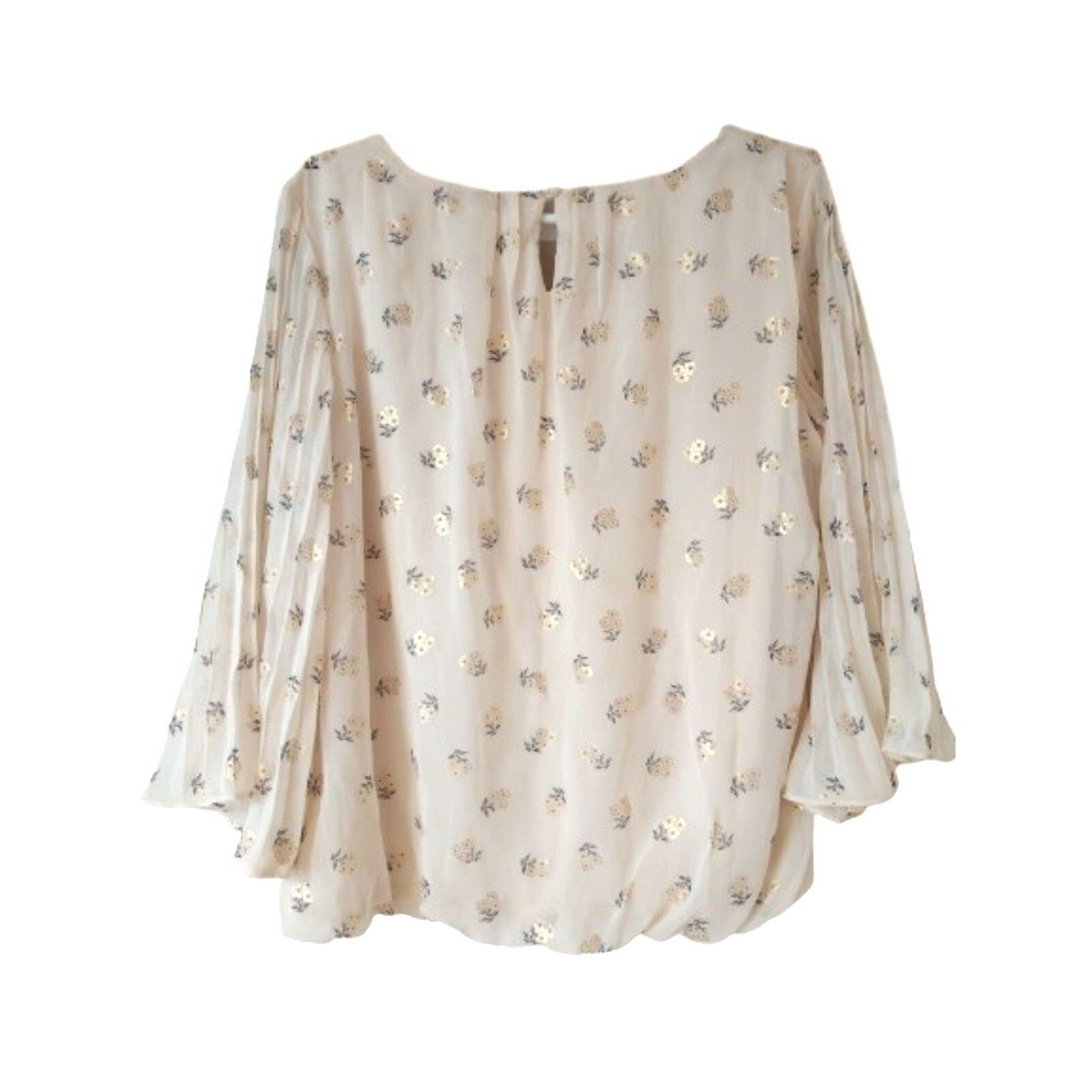 The Unbranded Brand Sara Michelle floral beige blouse butterfly sleeves PXL Size XL / US 12-14 / IT 48-50 - 2 Thumbnail